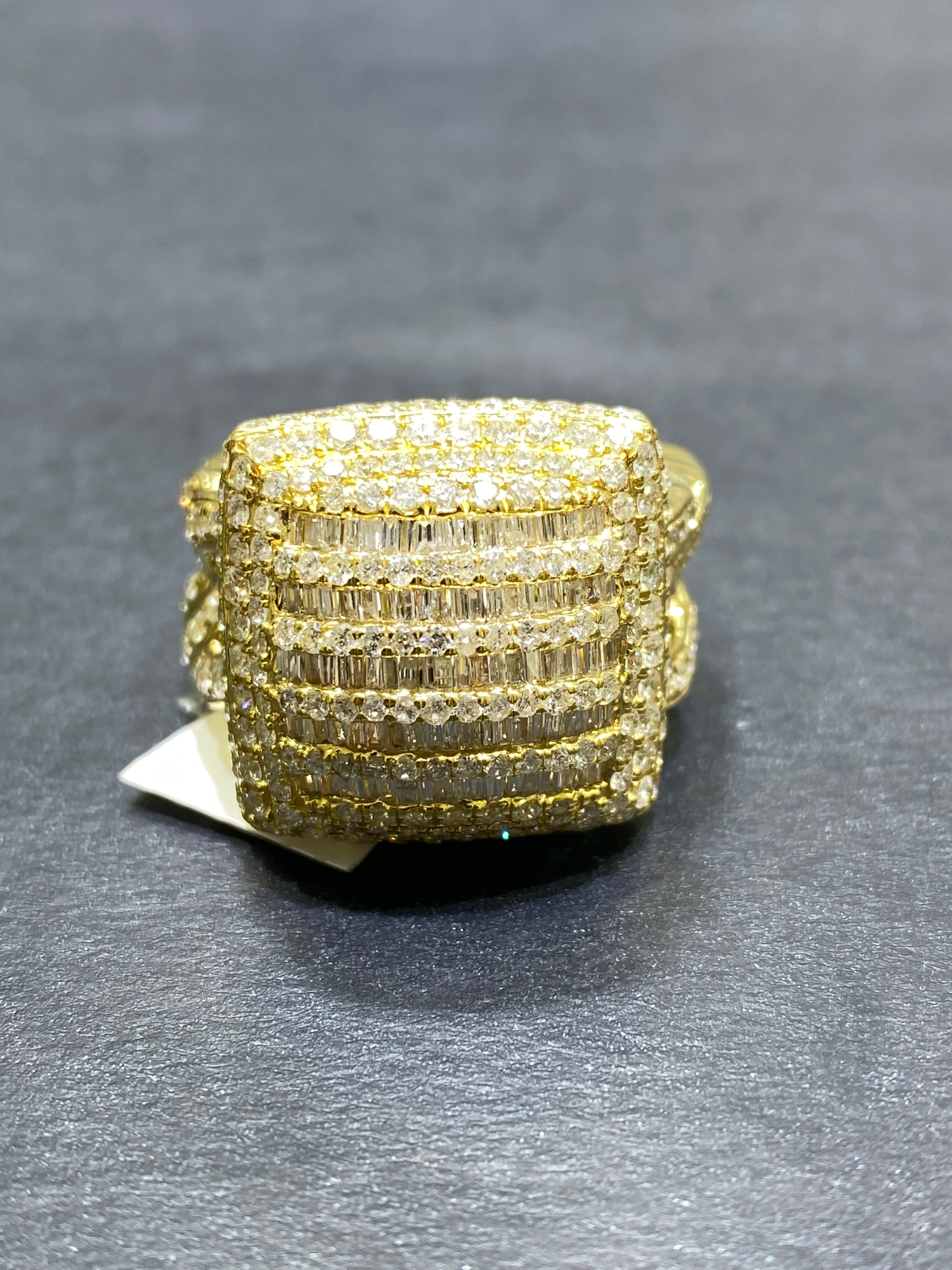 new 14k vs1 cuban baguette 4ct.t.w. natural diamonds ring