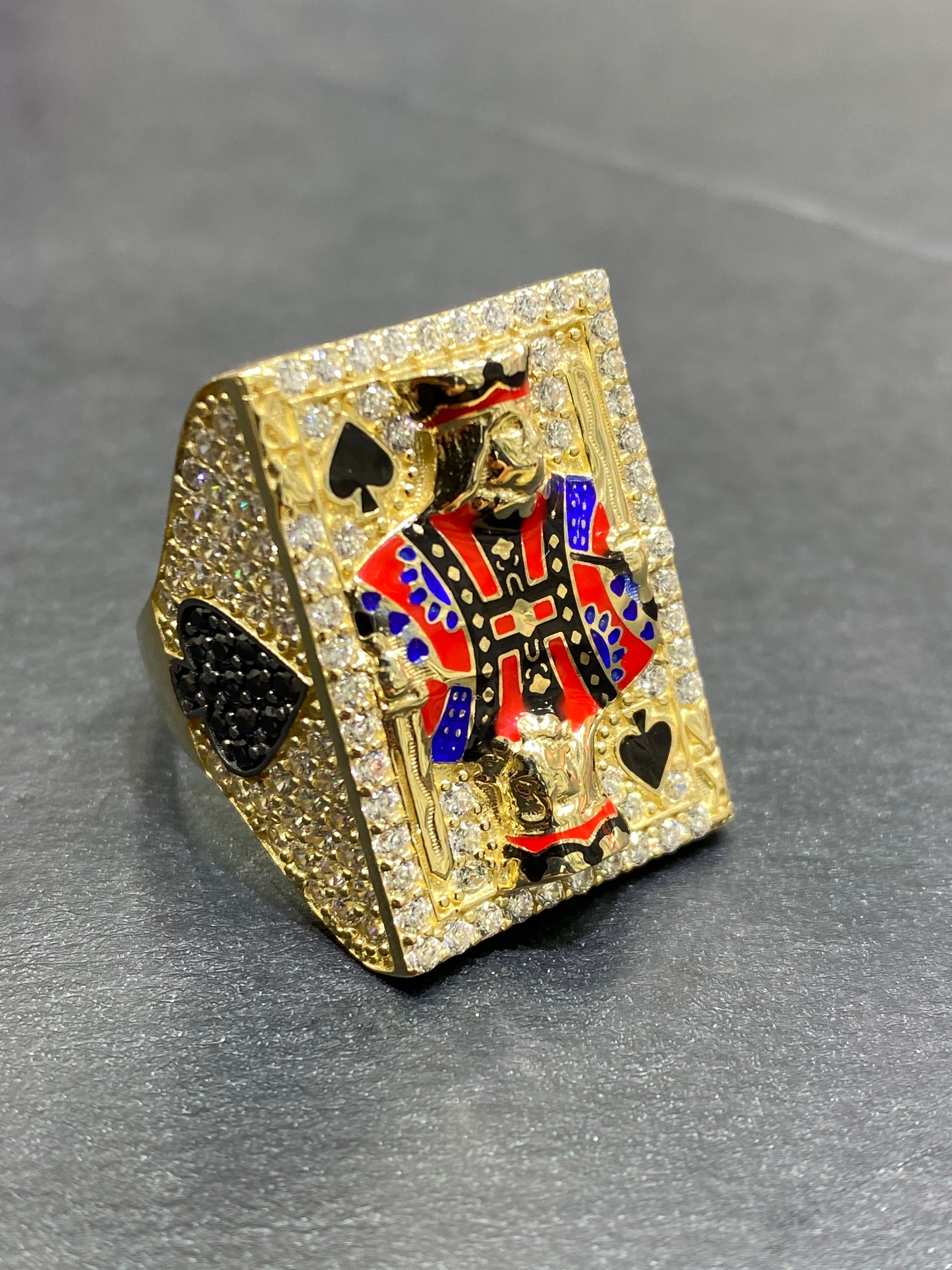 new 10k king ace of spades ring “sizing available “