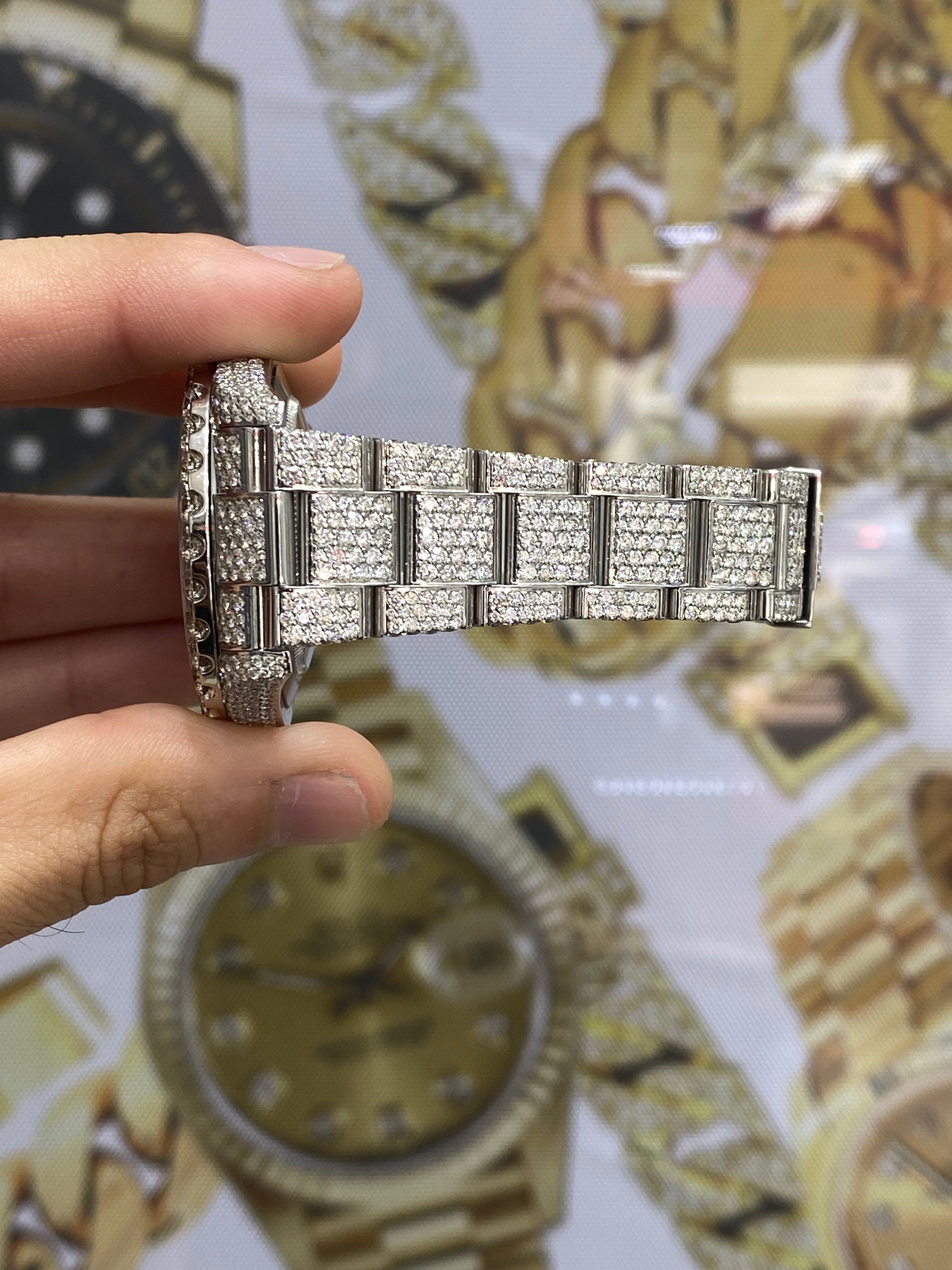 41mm rolex 2022 vvs1 natural diamonds 💎”iced bustdown “ 30 cts .t.w.