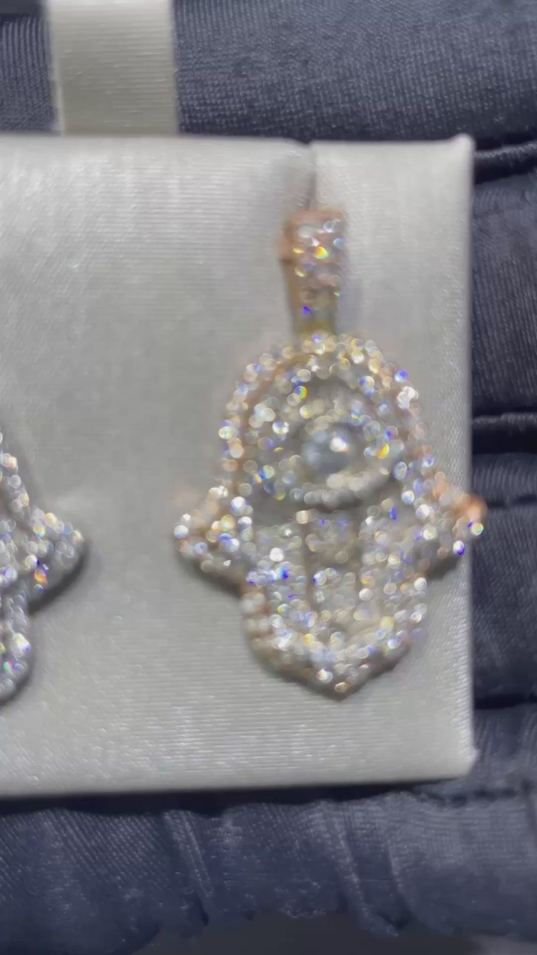 Check out our 14K Iced Hamsa Pendant with real gold & natural diamonds. Shop now at RDP Jewelry, Located in Miami Beach. Call/text for more information.