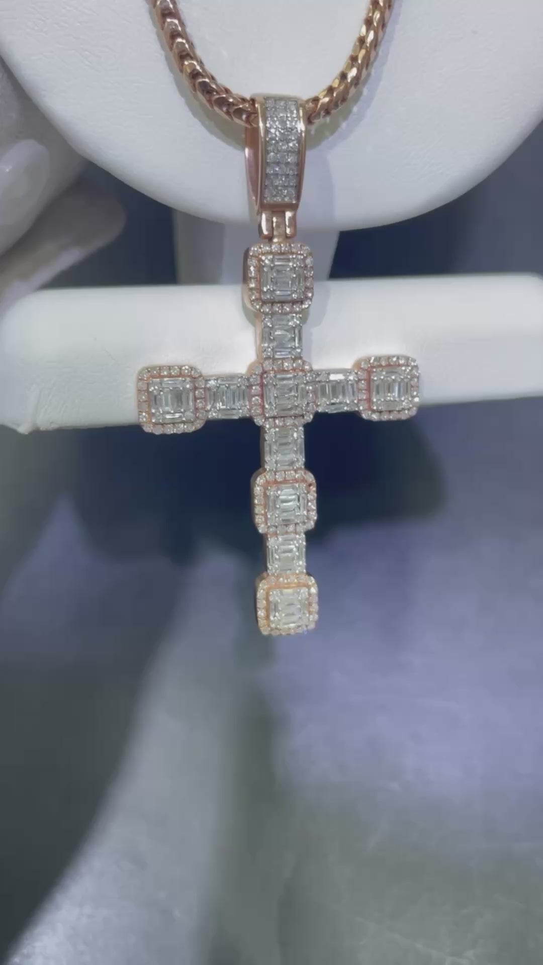 Rose Gold Iced VVS 14k Jesus Cross "Bust Down" Pendant