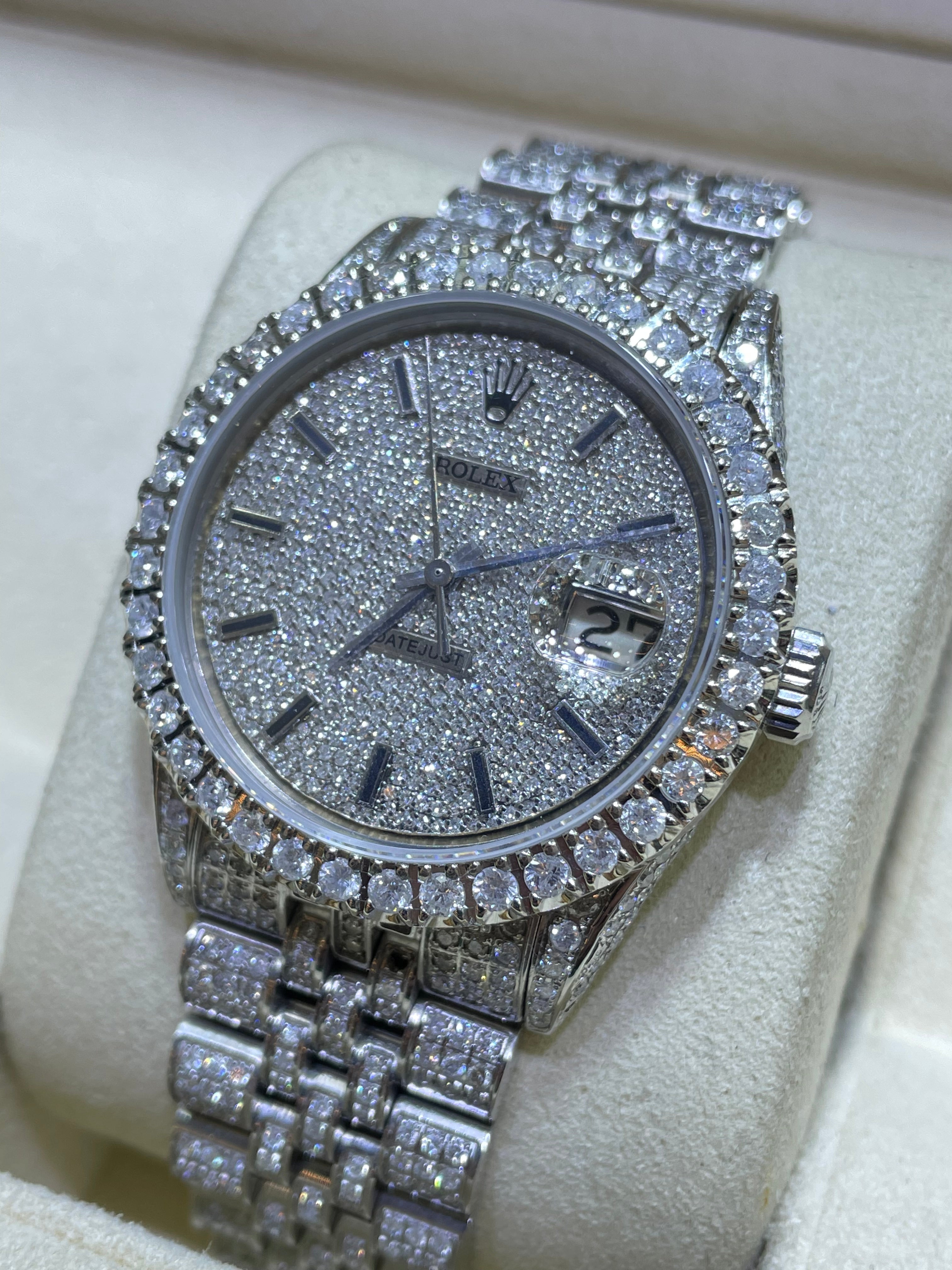 Iced Out Rolex 36mm 15cts Vvs1 “Iced Bust Down” Stick Dial