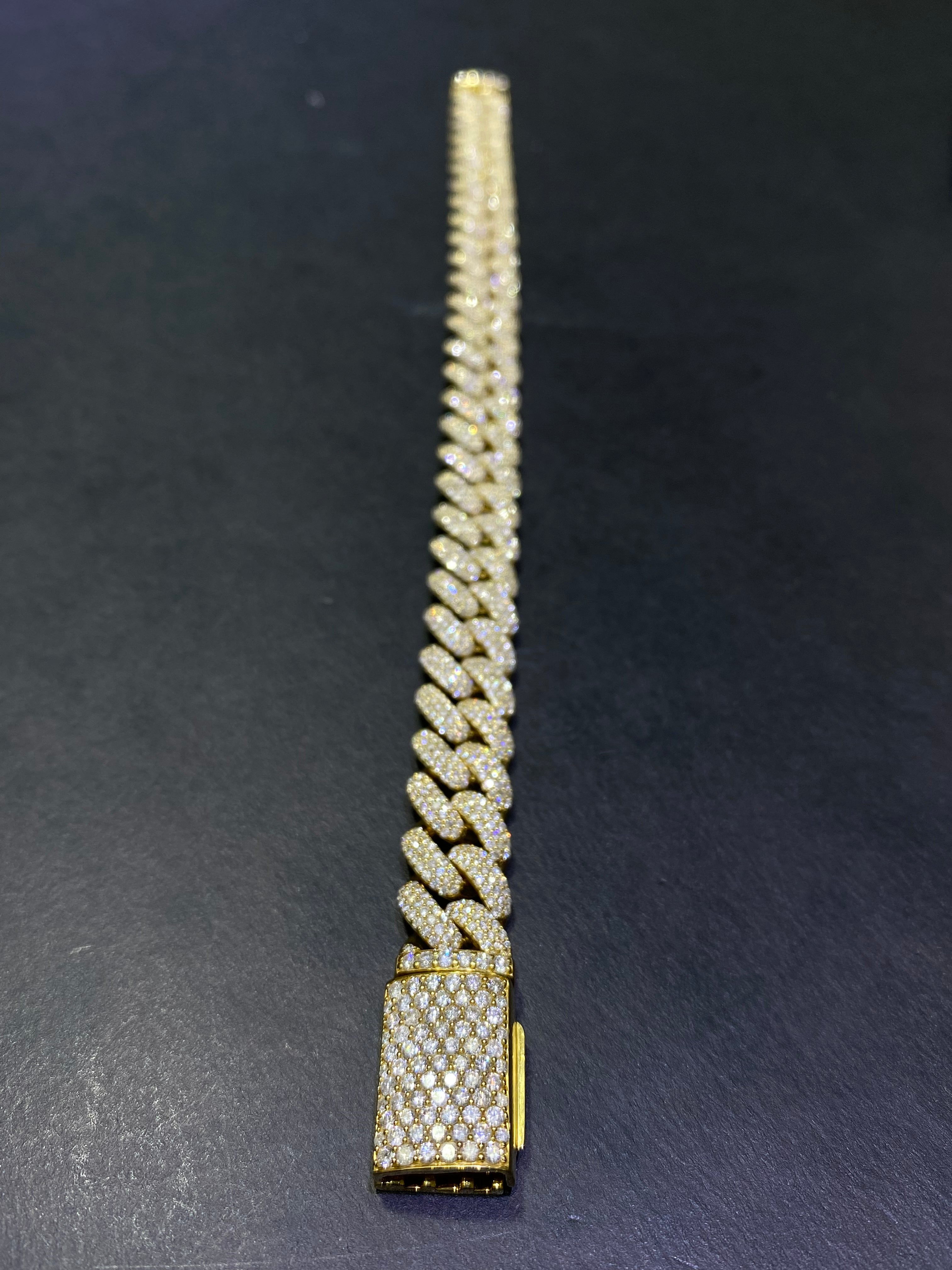 new “iced bustdown “miami cuban link bracelet 12ct.t.w.vs1 ,10k ,11mm