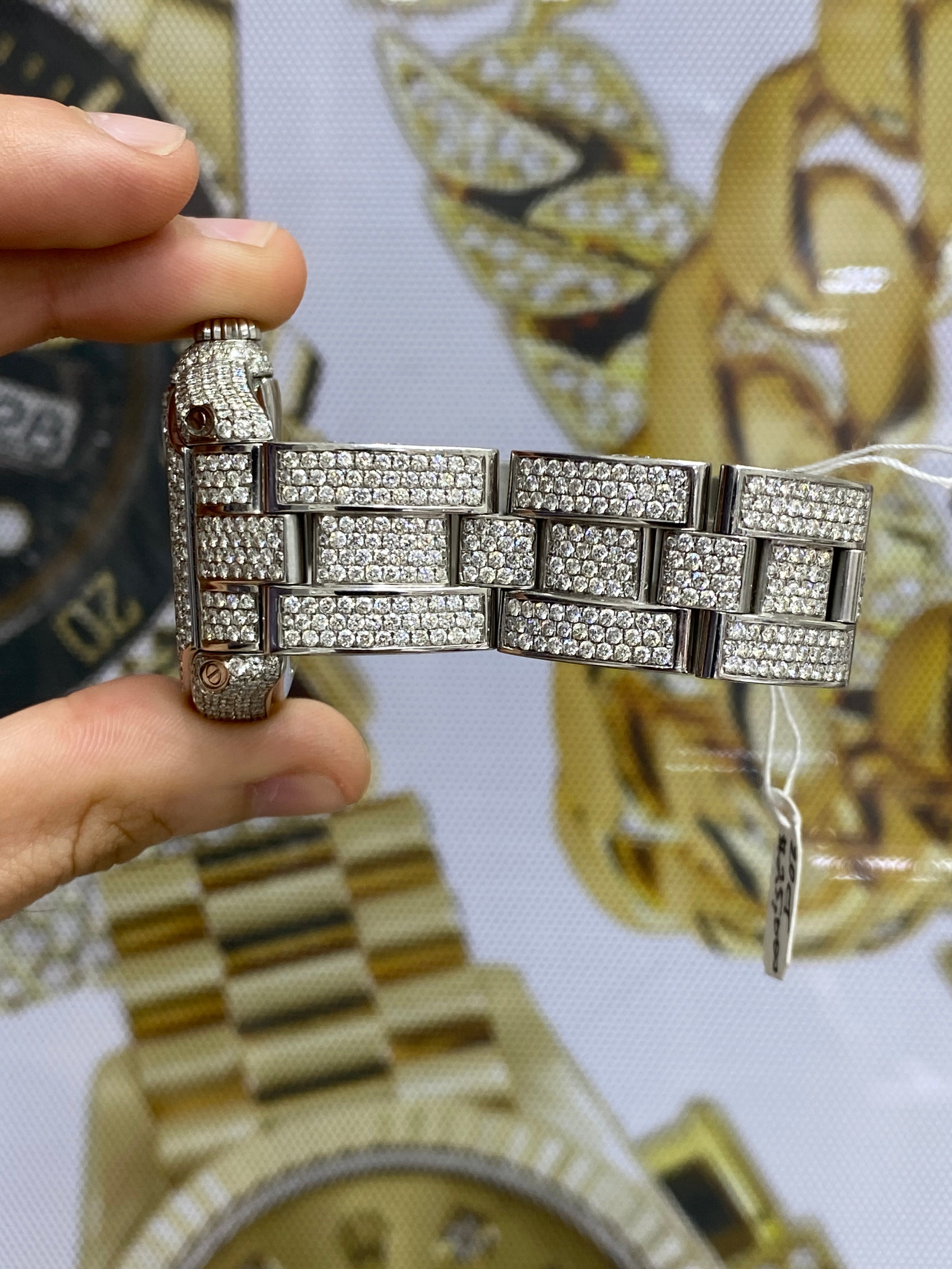 36mm Cartier Roadster 20 cts Vvs1 iced Bustdown 1of 1 "iced out" cartier bust down watch stainless steel