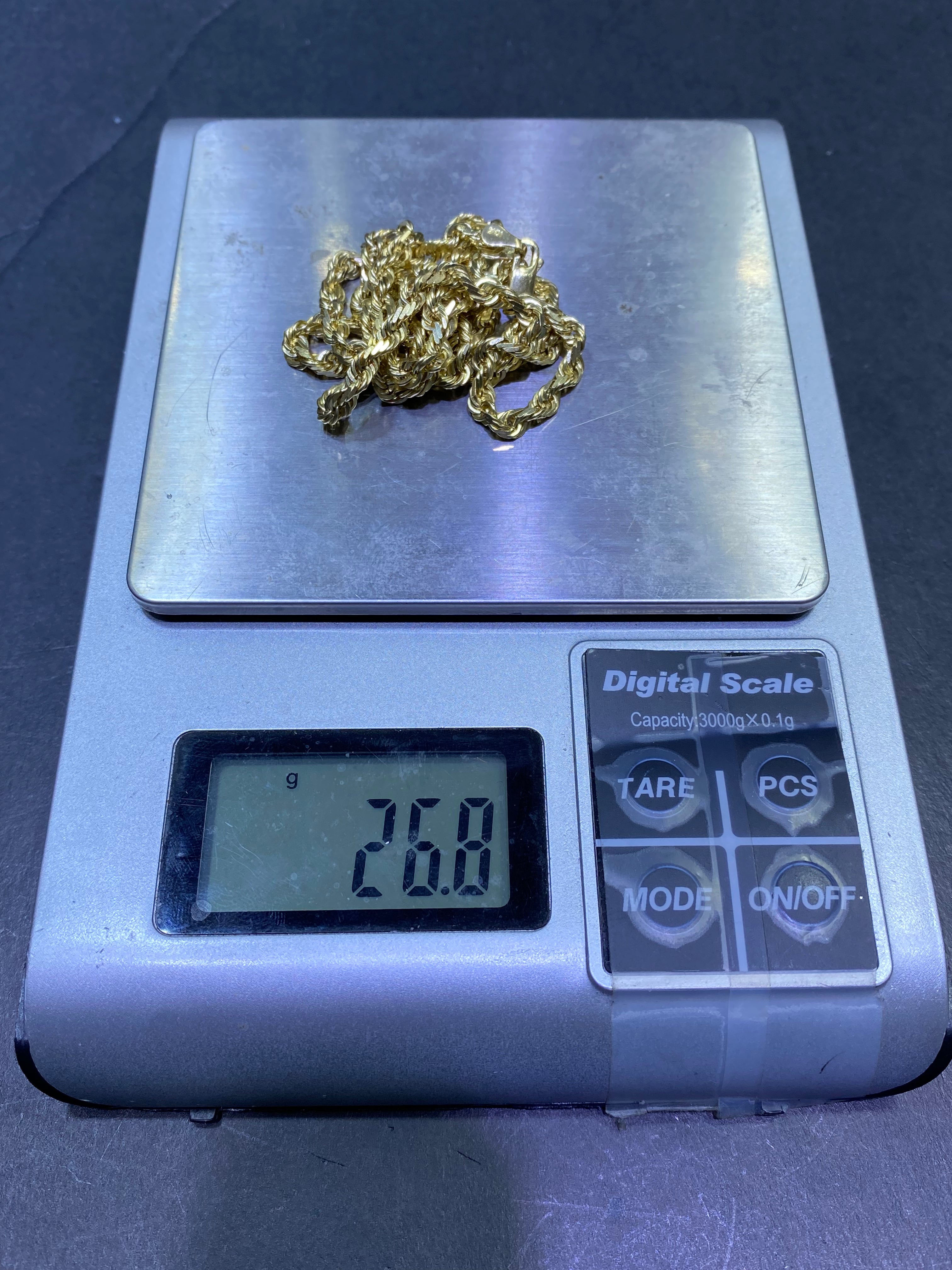 new 14k solid rope chain ,made in italy ๐ฎ๐น 27gram,3.6mm,24inches