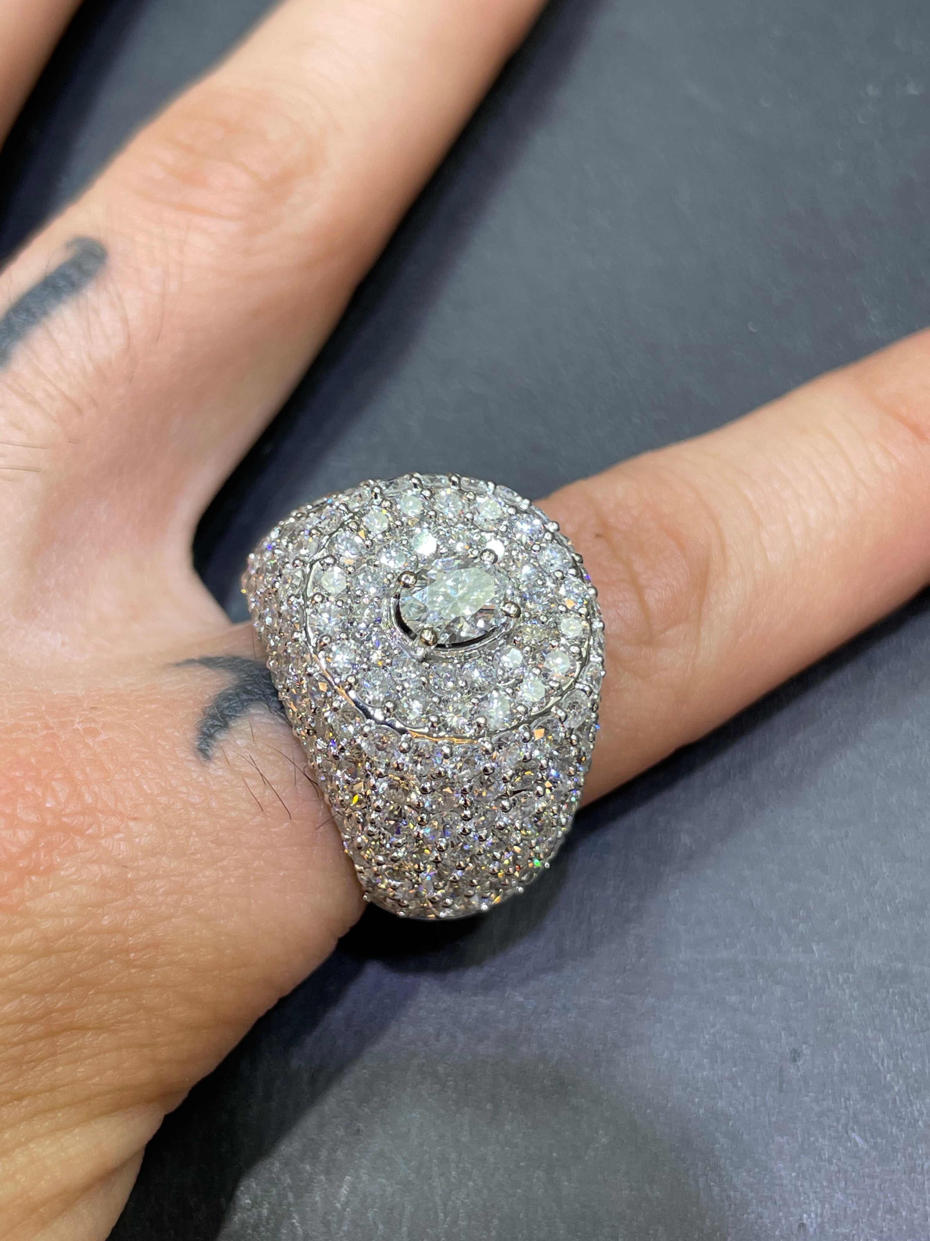 Custom Made Natural VVS1π White Gold 14k Ring 7 ct t.w.