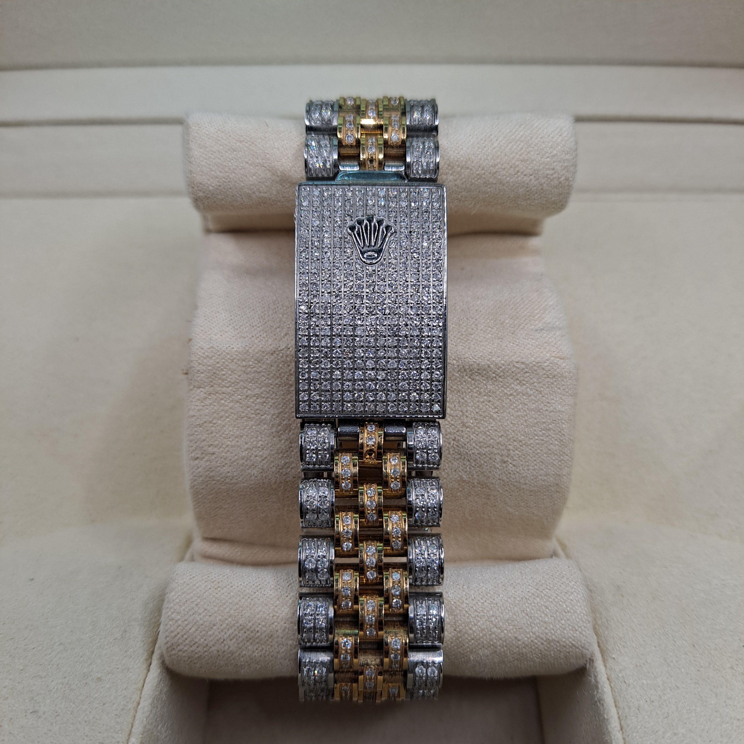 36mm "iced out" 18k 2-tone rolex datejust 36mm