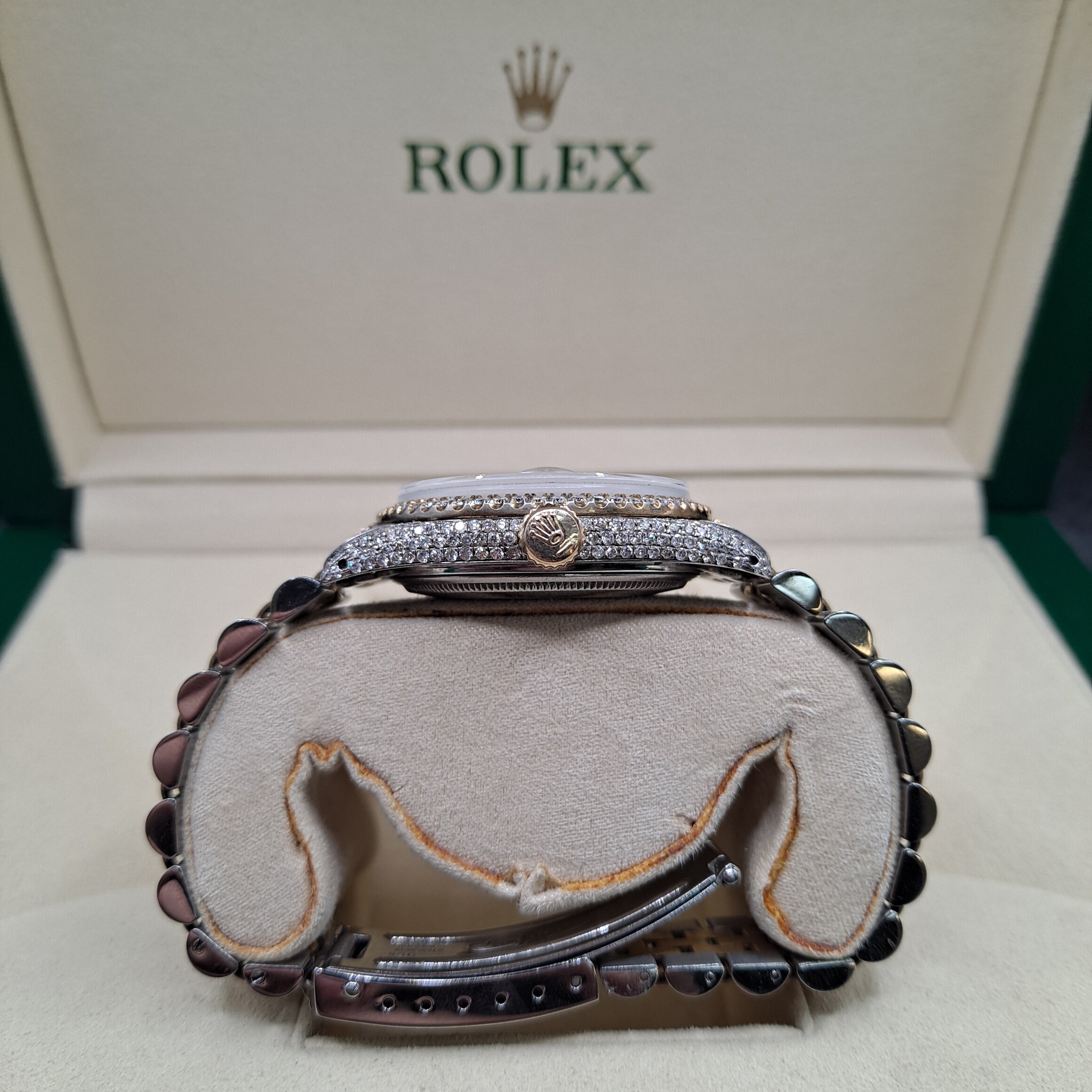 36mm "iced out" 18k 2-tone rolex datejust 36mm