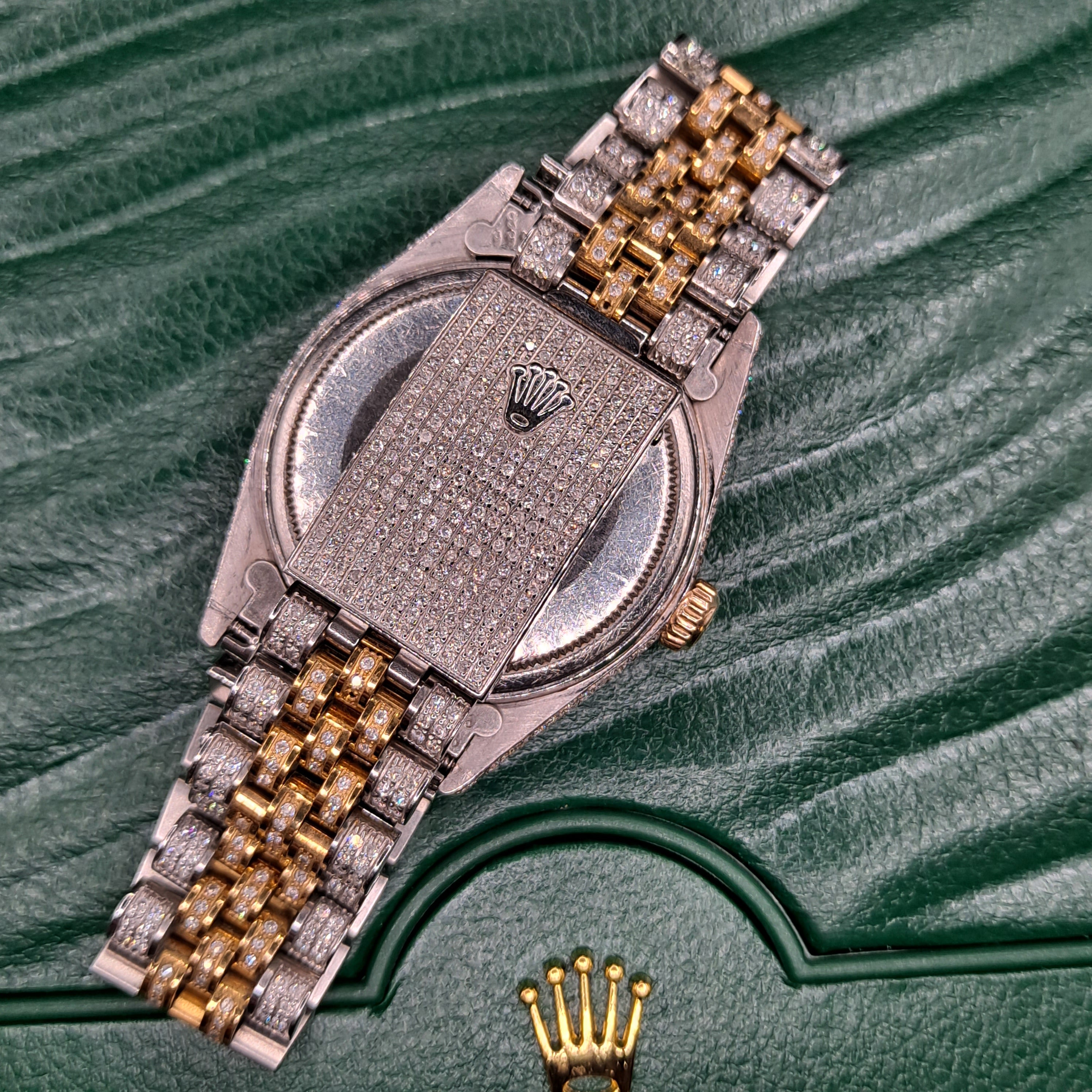 36mm "iced out" 18k 2-tone rolex datejust 36mm