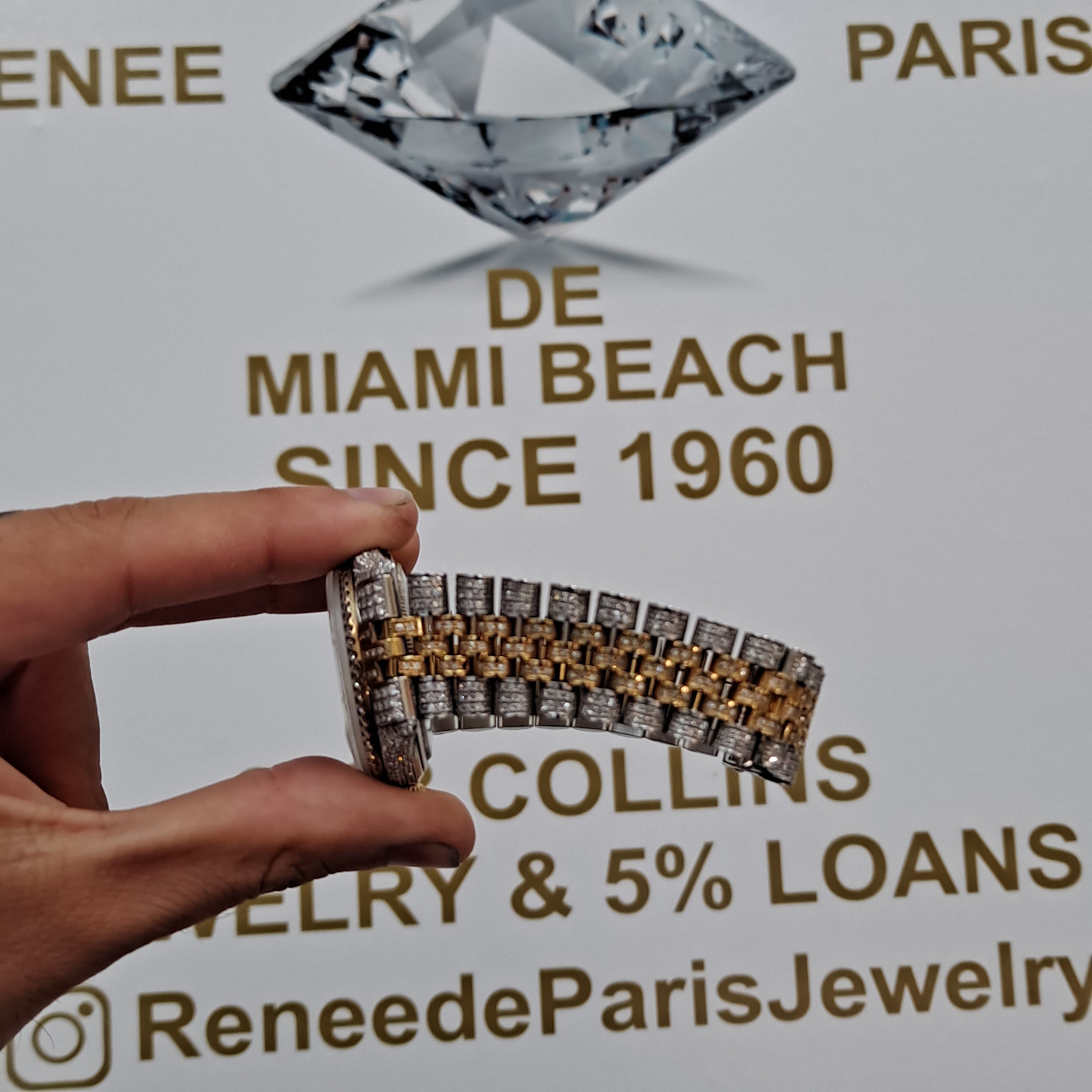 36mm "iced out" 18k 2-tone rolex datejust 36mm