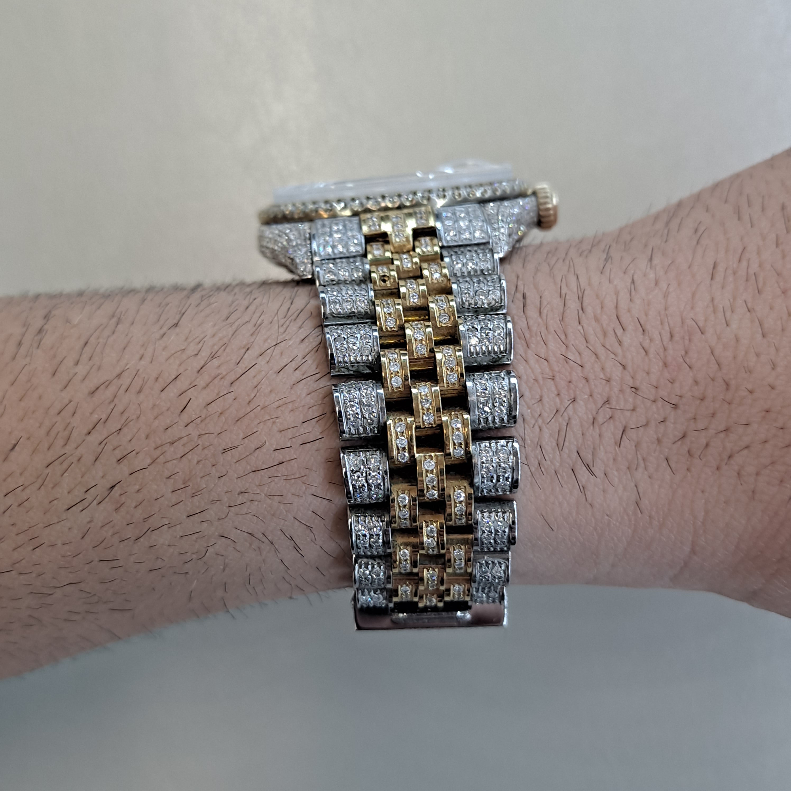 36mm "iced out" 18k 2-tone rolex datejust 36mm