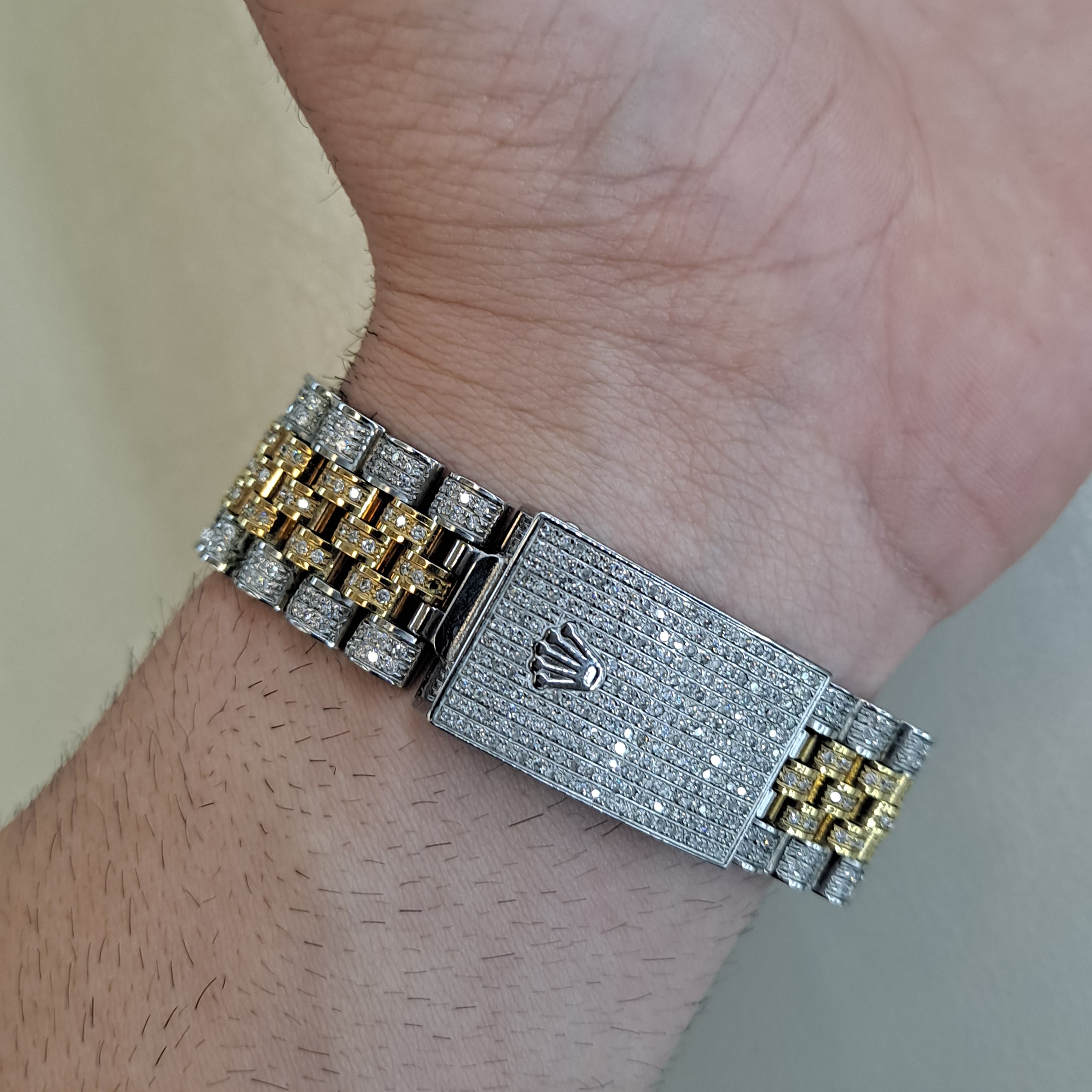 36mm "iced out" 18k 2-tone rolex datejust 36mm