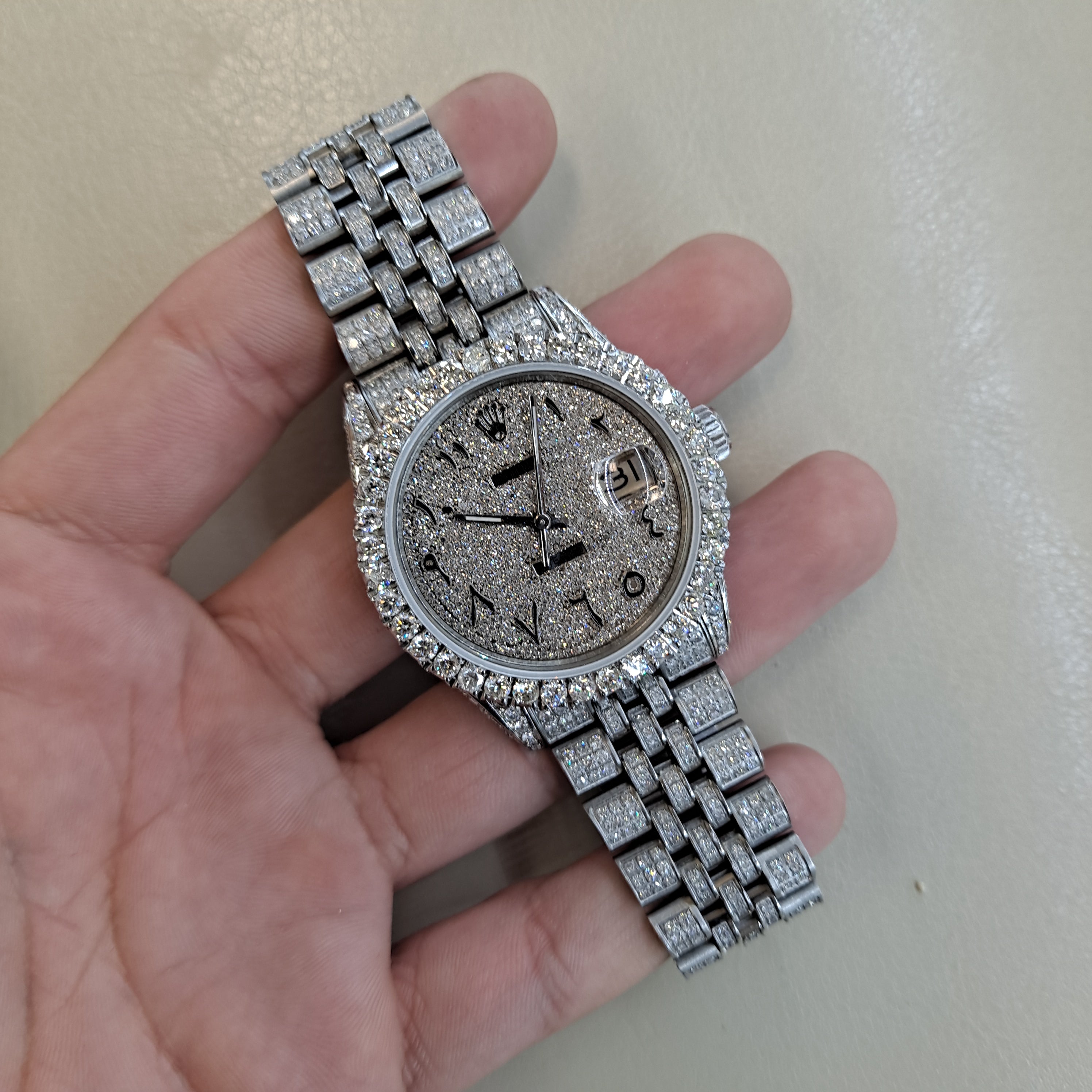 rolex #1601 arabic dial rolex 15cts natural