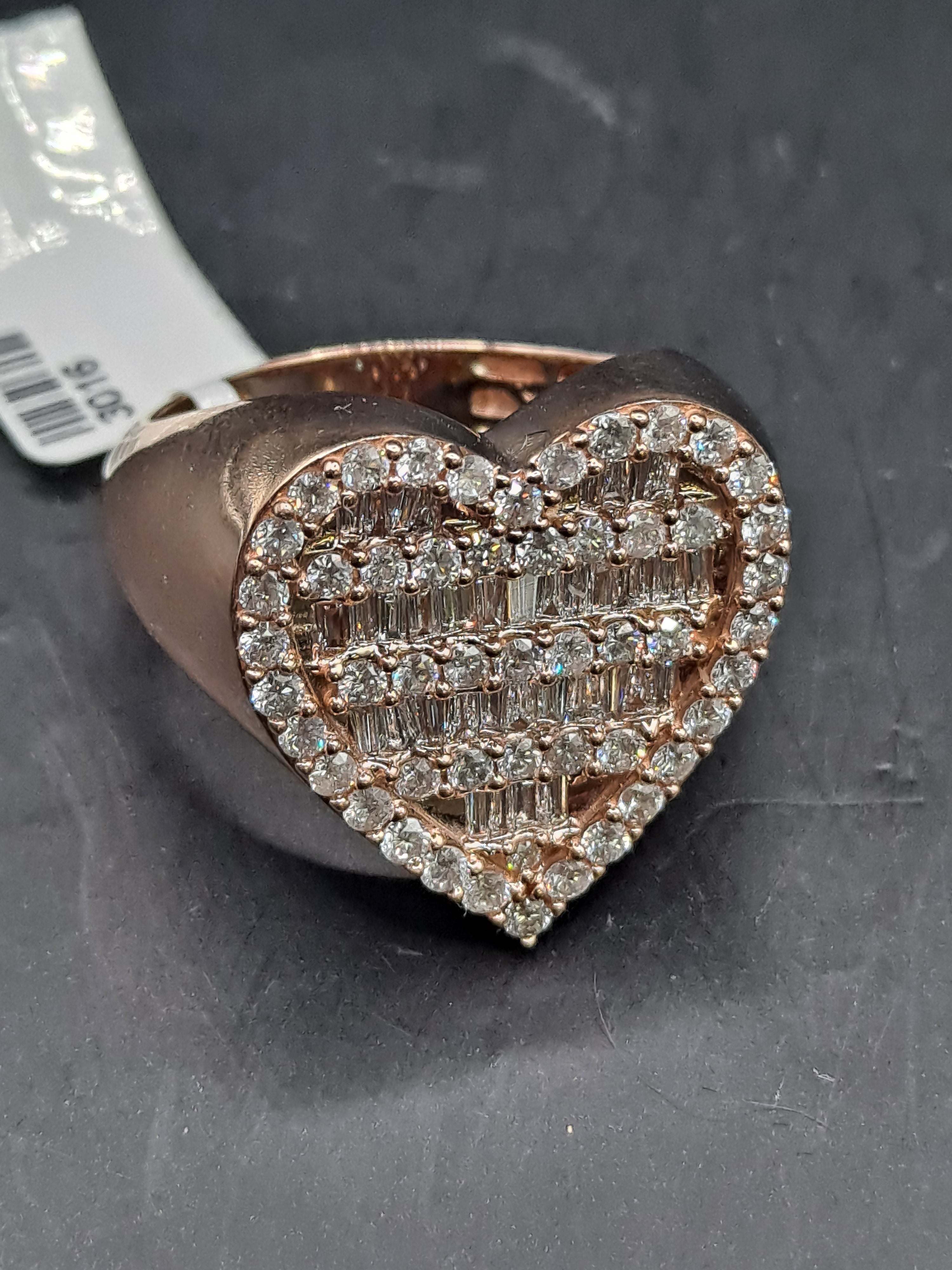 diamond heart ring 1.58 ct tw baguette