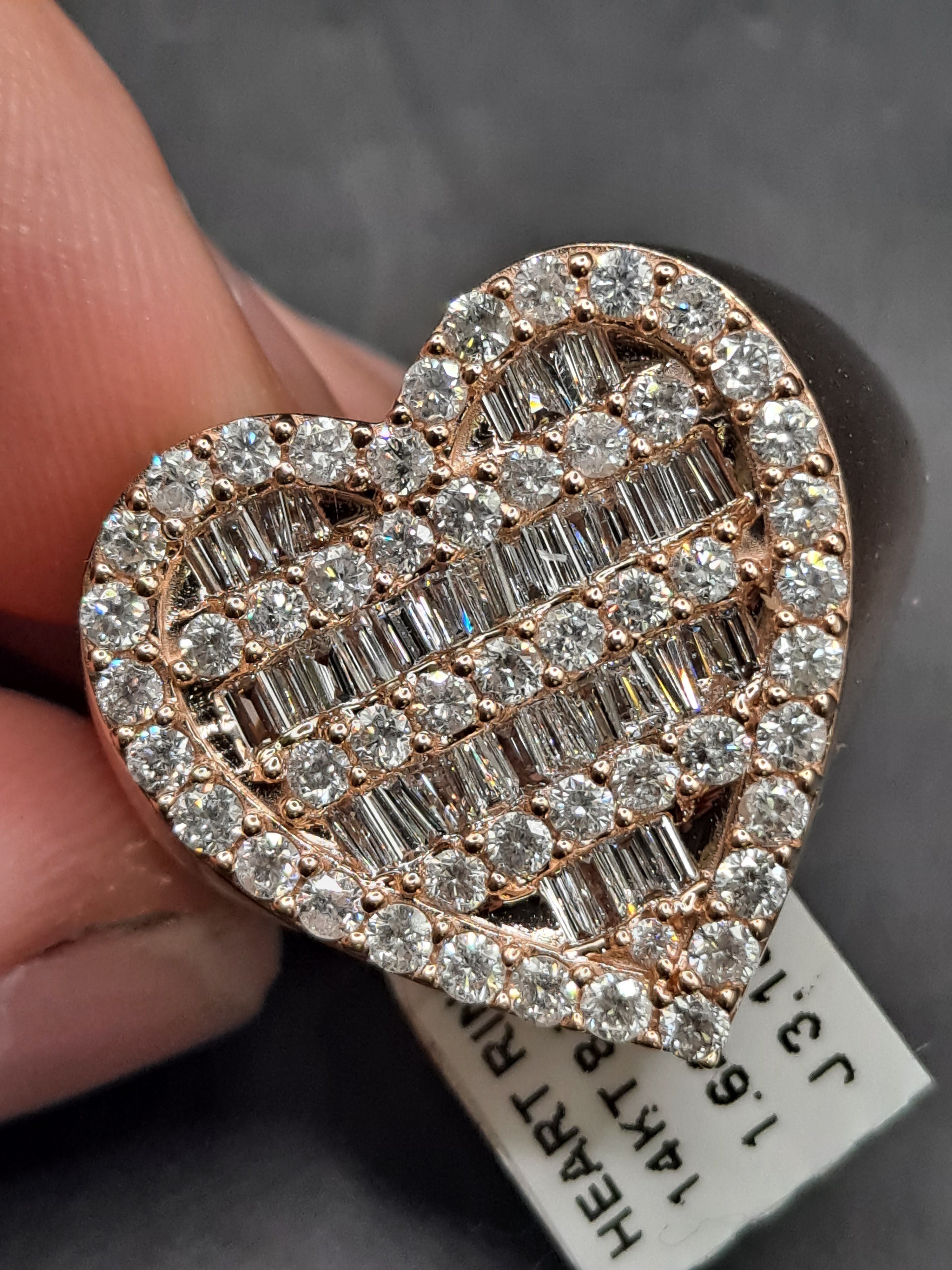 diamond heart ring 1.58 ct tw baguette