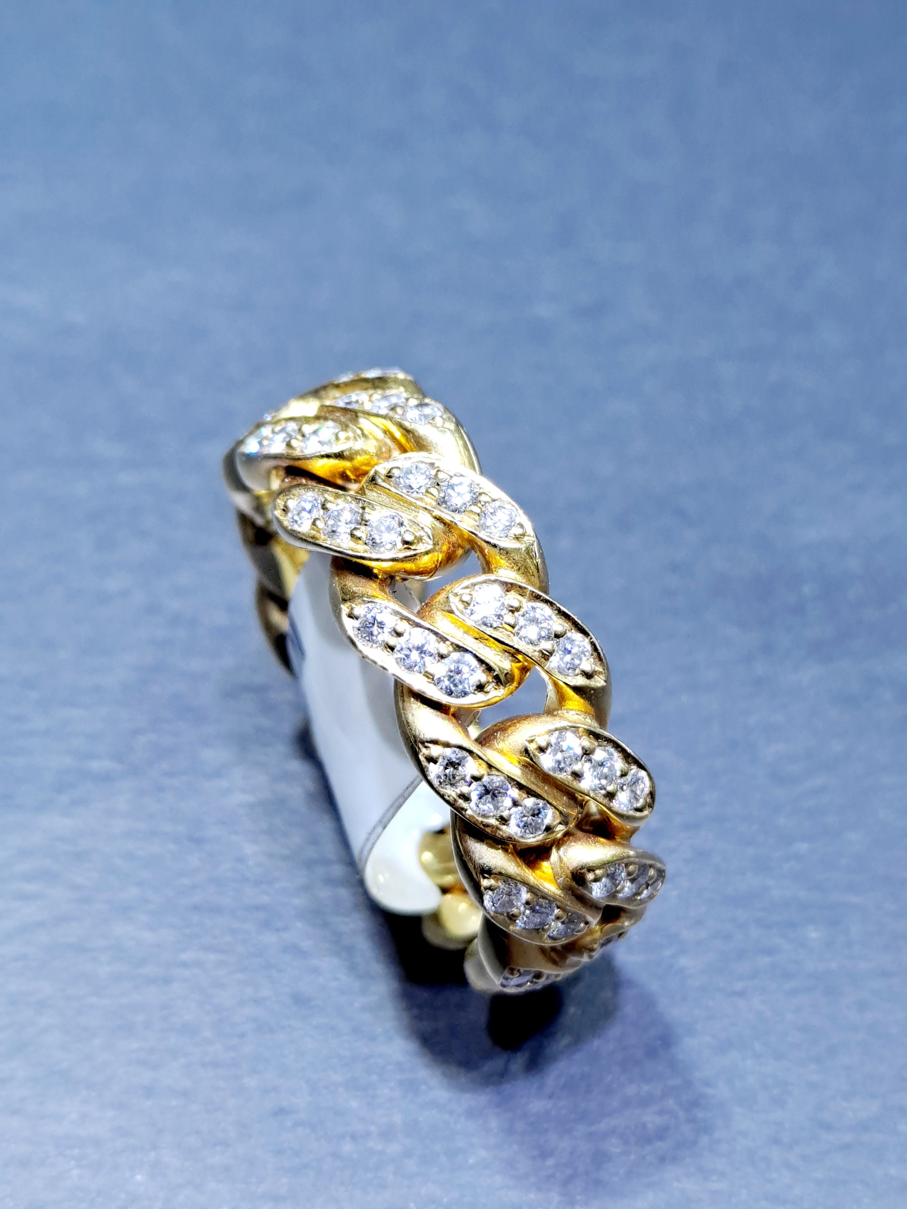 14k new handmade solid miami cuban link ring with 1.77 carats vs-1natural diamonds
