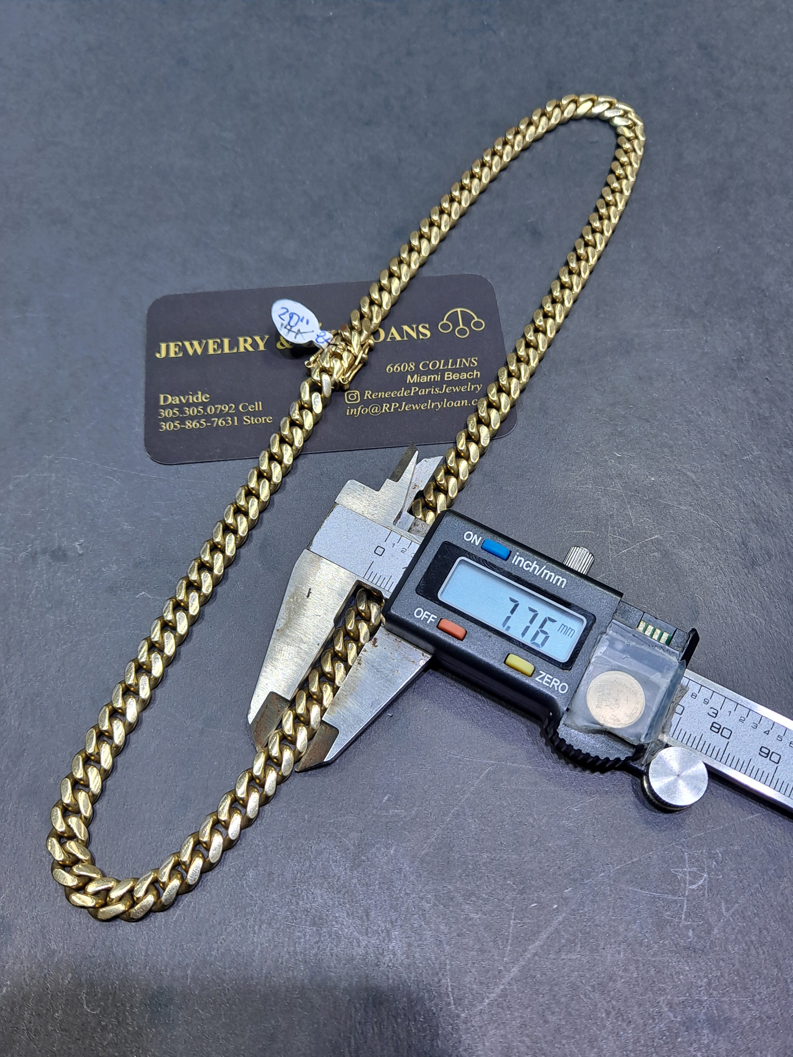 14k new miami cuban link 7.76 millimeters