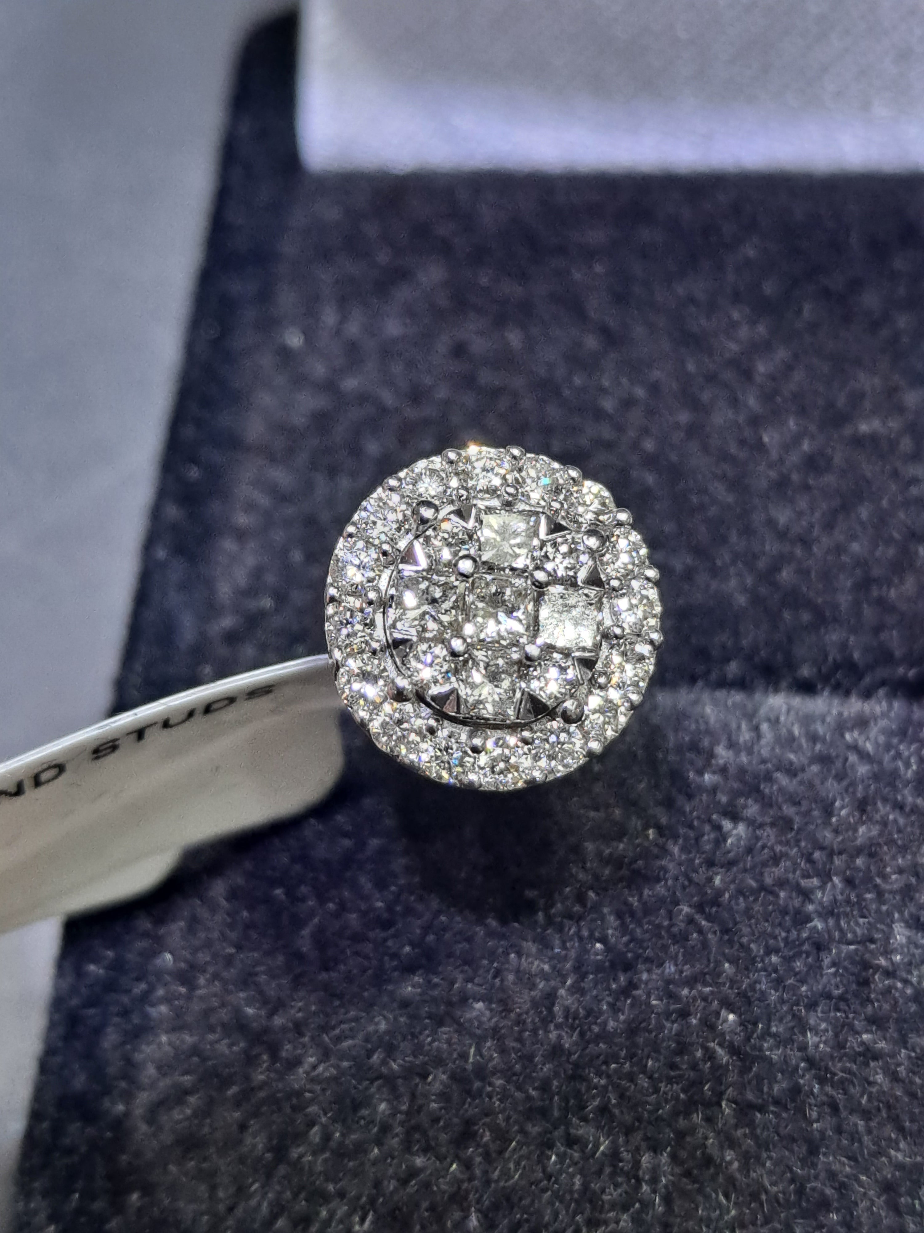 diamond cluster stud earrings .45 cts