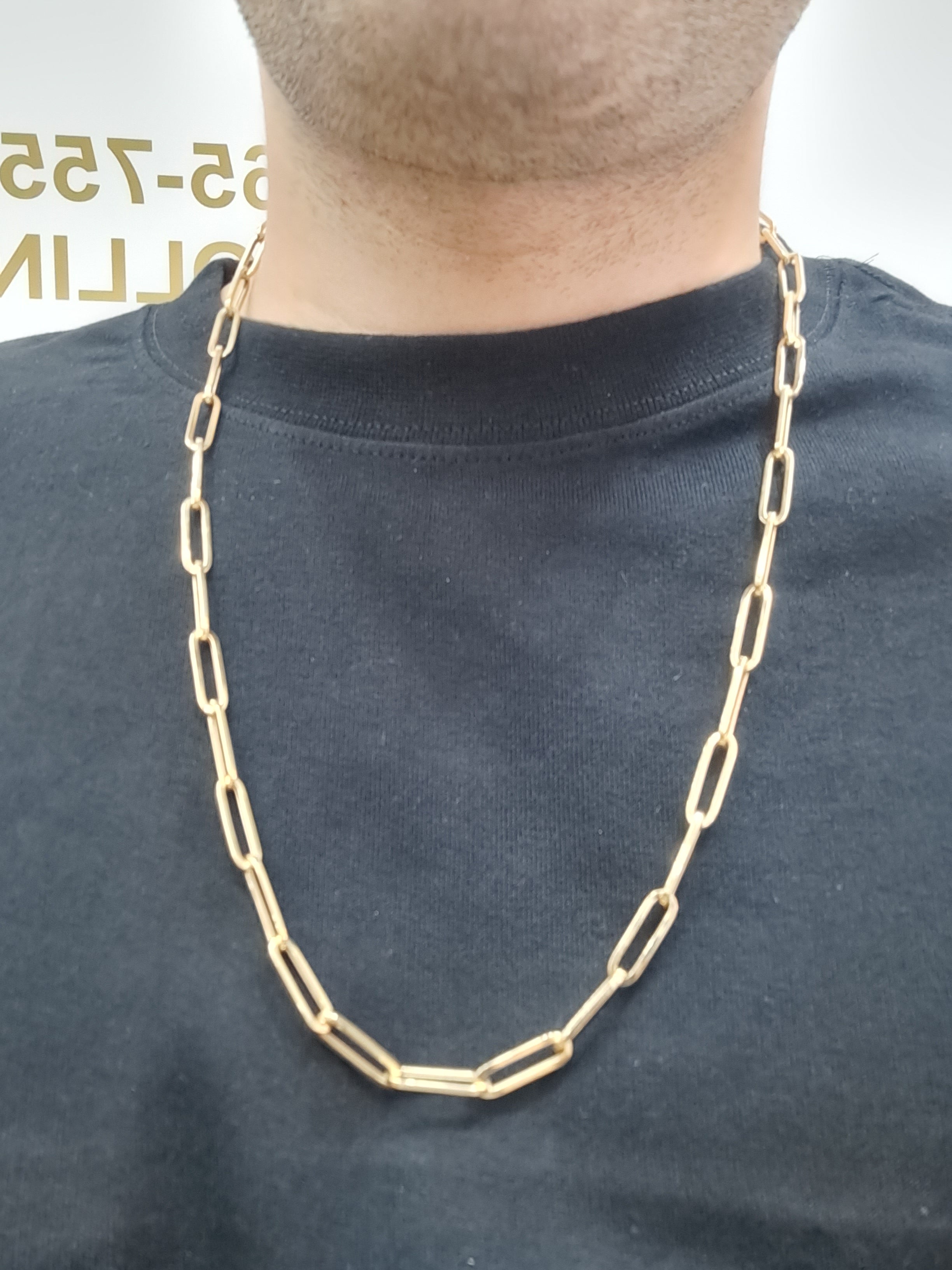 new 10k paperclip italian made chain