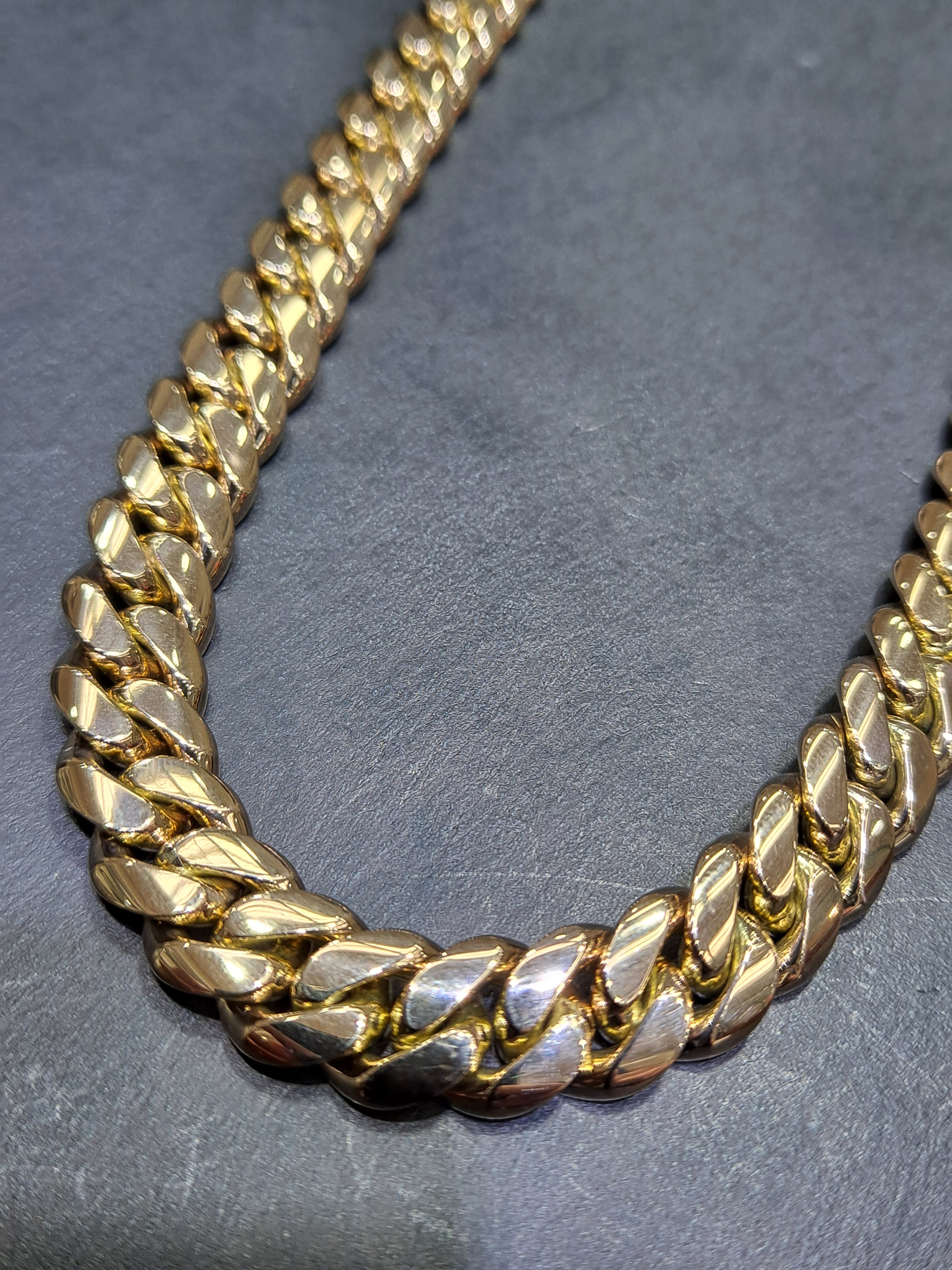 new handmade solid miami cuban link chain 10mm,154 grams,24inches best price online