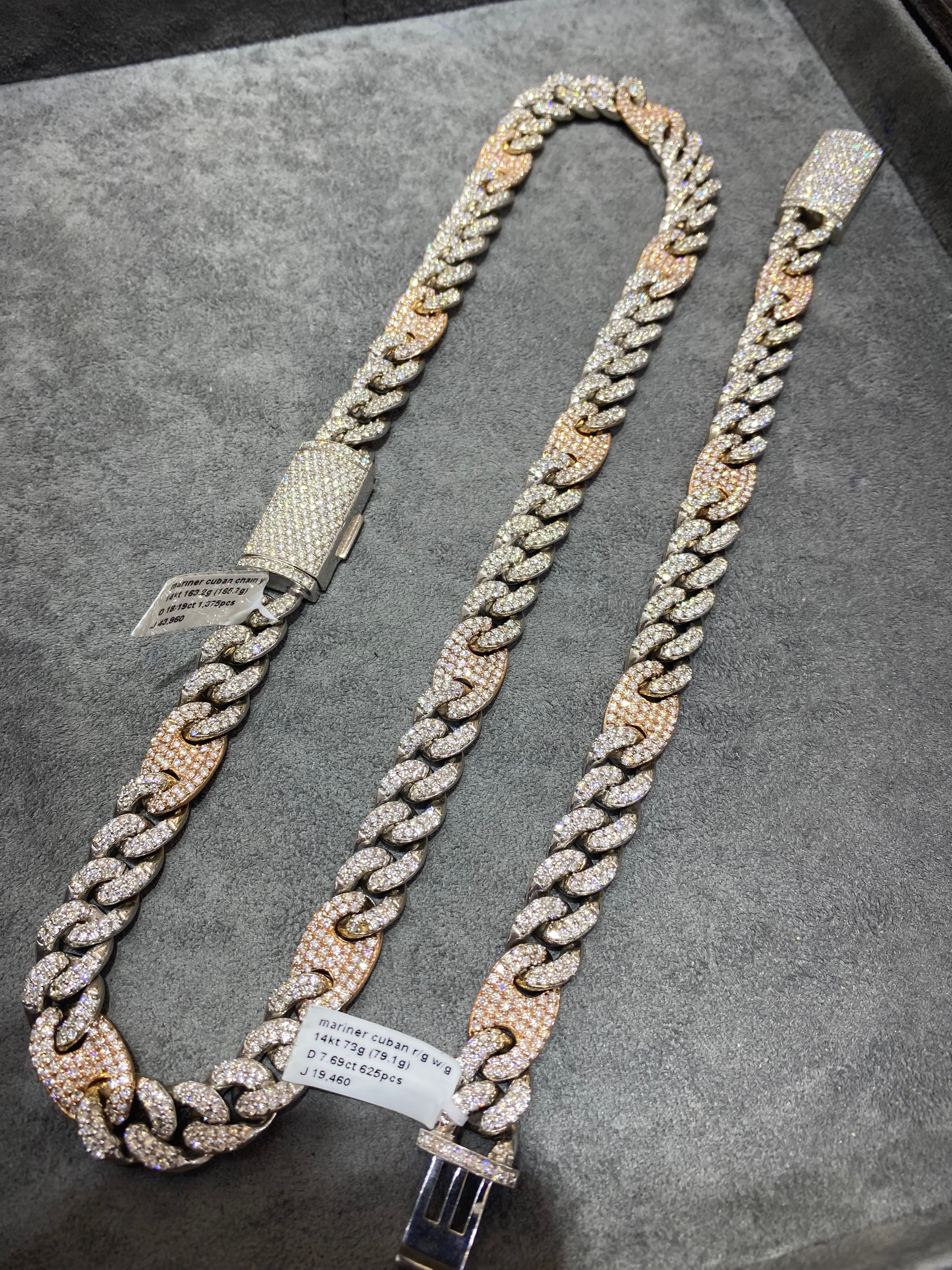 14k Vs1 natural diamonds 💎 Mariner Cuban link 20 cts.t.w chain