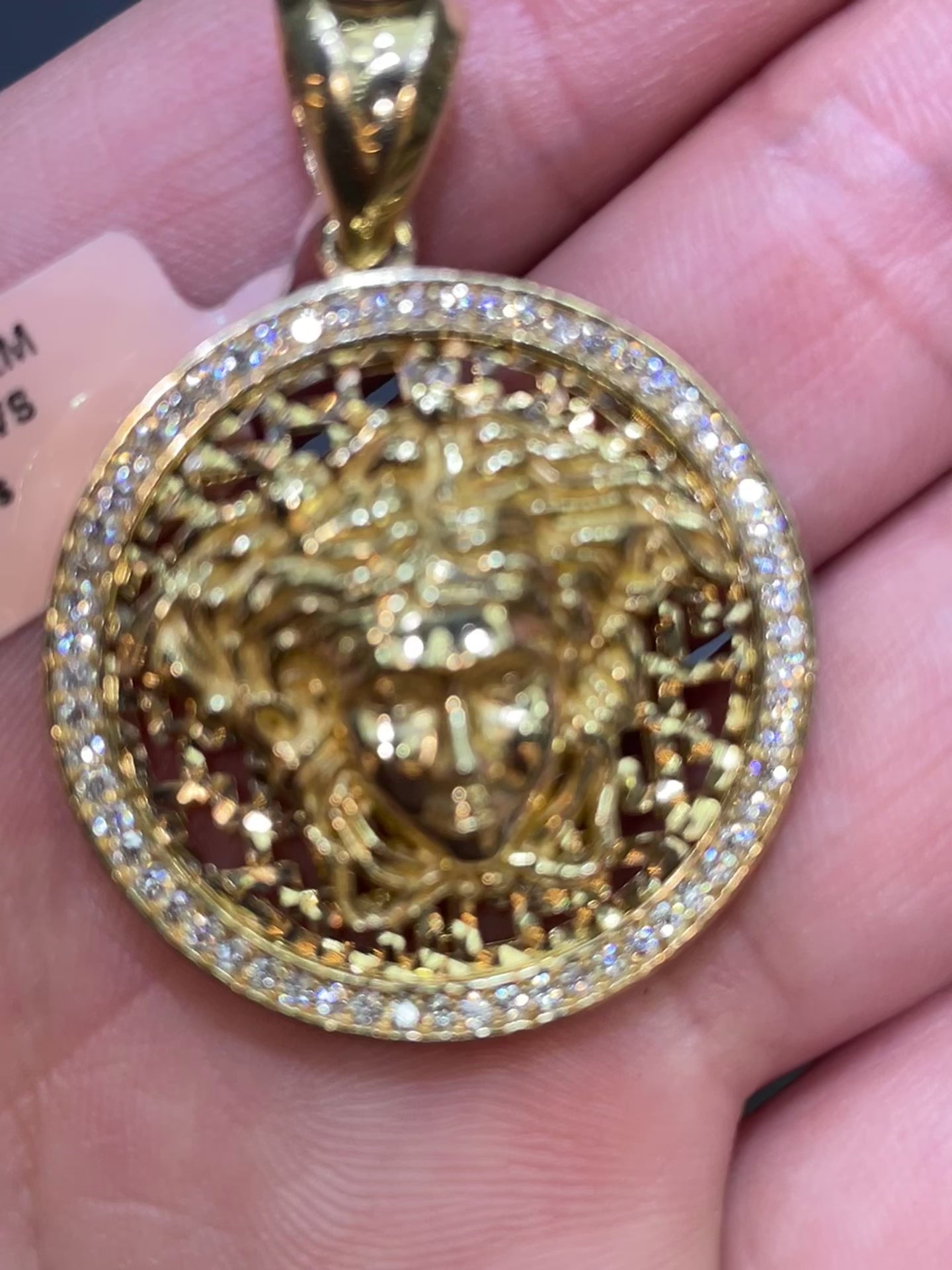 14k vs1 natural diamonds Medusa charm handmade at our Miami store fite diamonds 12 grams
