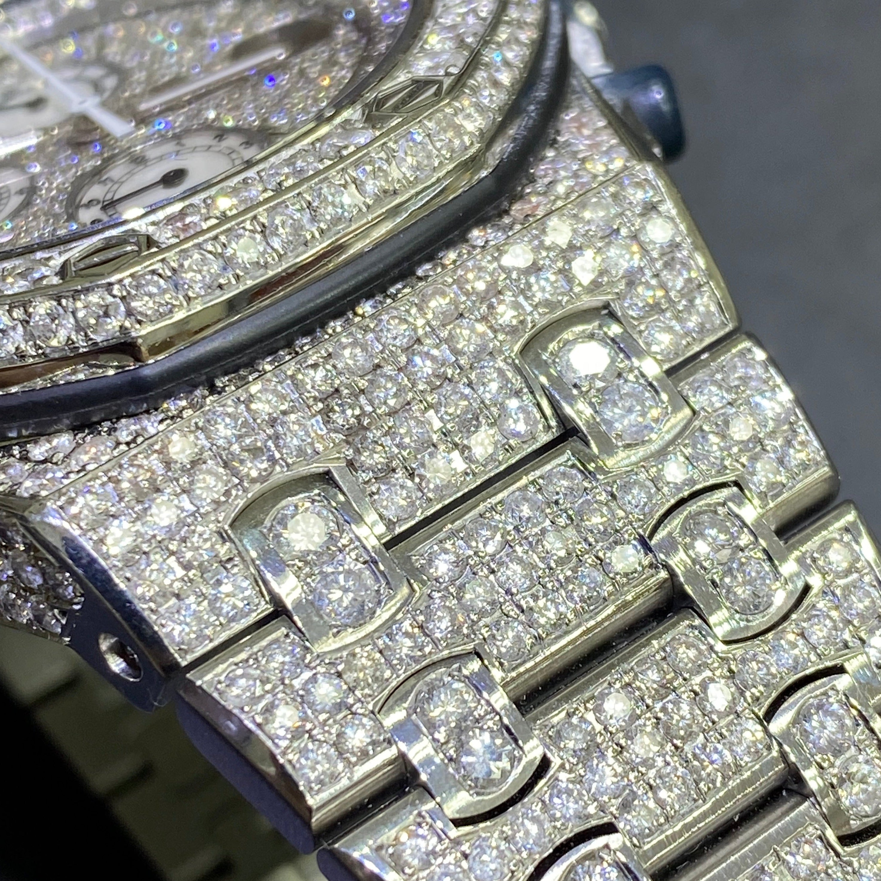 43mm Audemars Piguet “AP” Fully Iced Bust Down Watch 30 carats Vs1