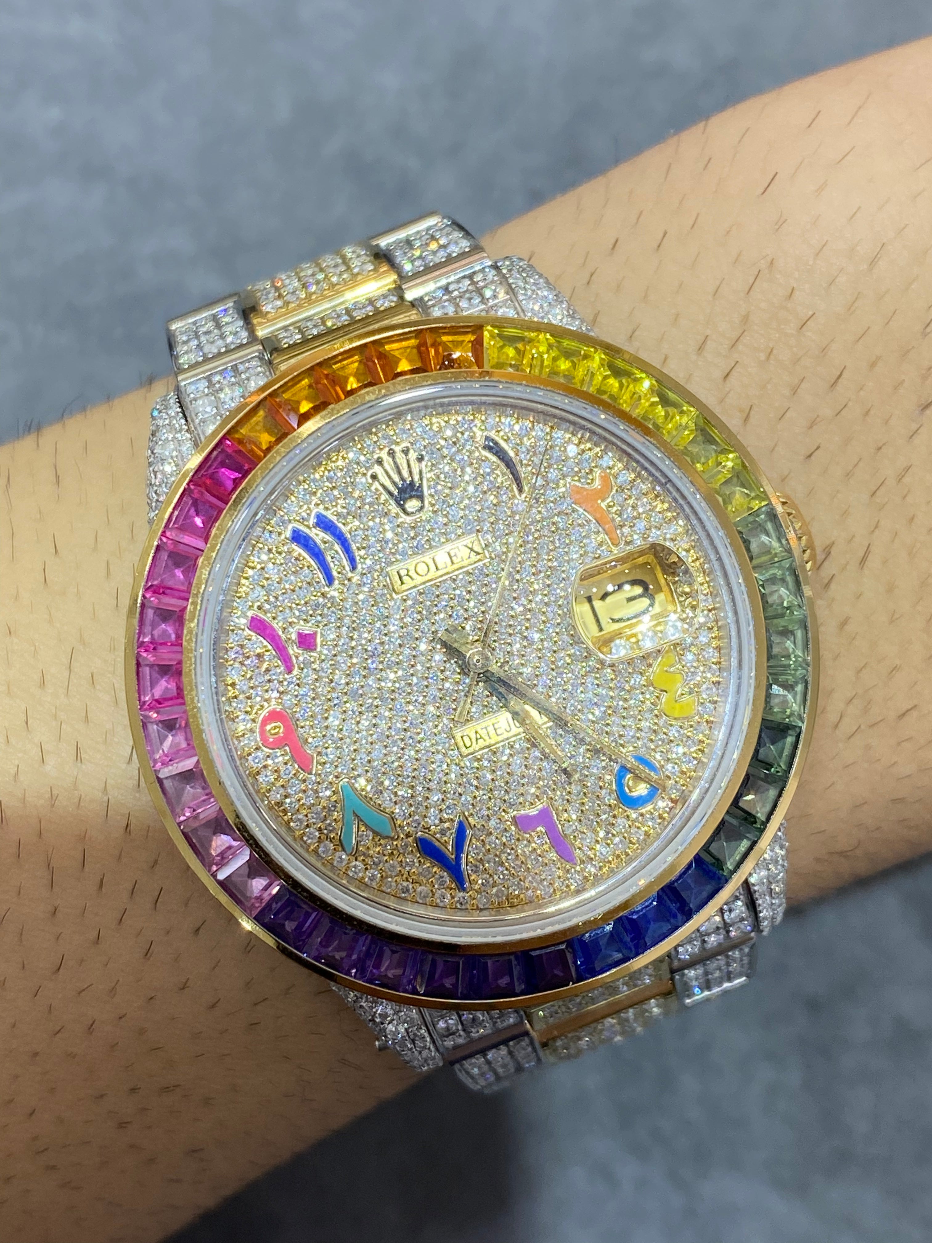 iced out rainbow rolex