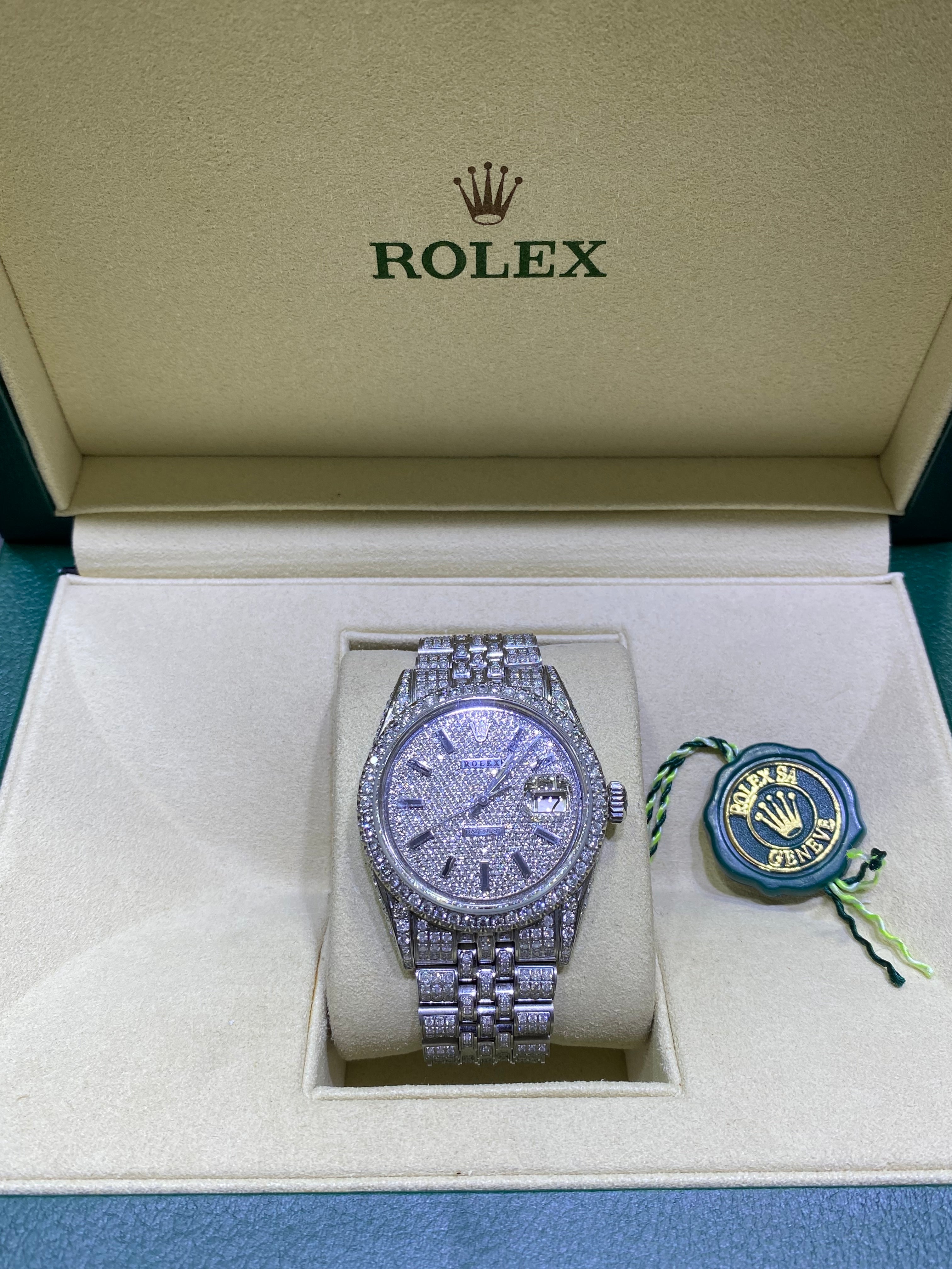 36mm rolex โiced bustdown โ 15cts natural diamond ๐ vs1