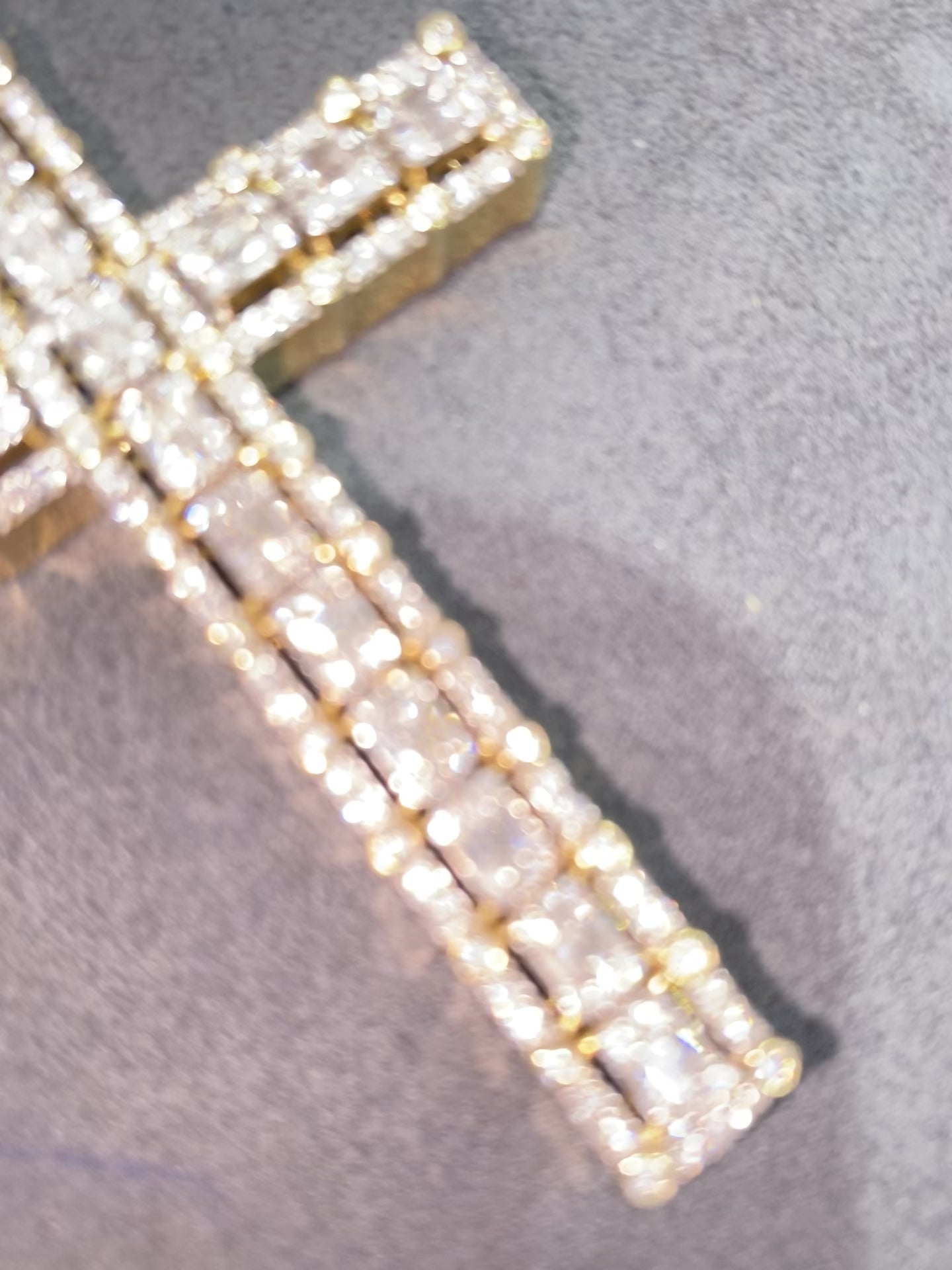 New large baguette cross pendant with vs1 natural diamonds and 14k gold