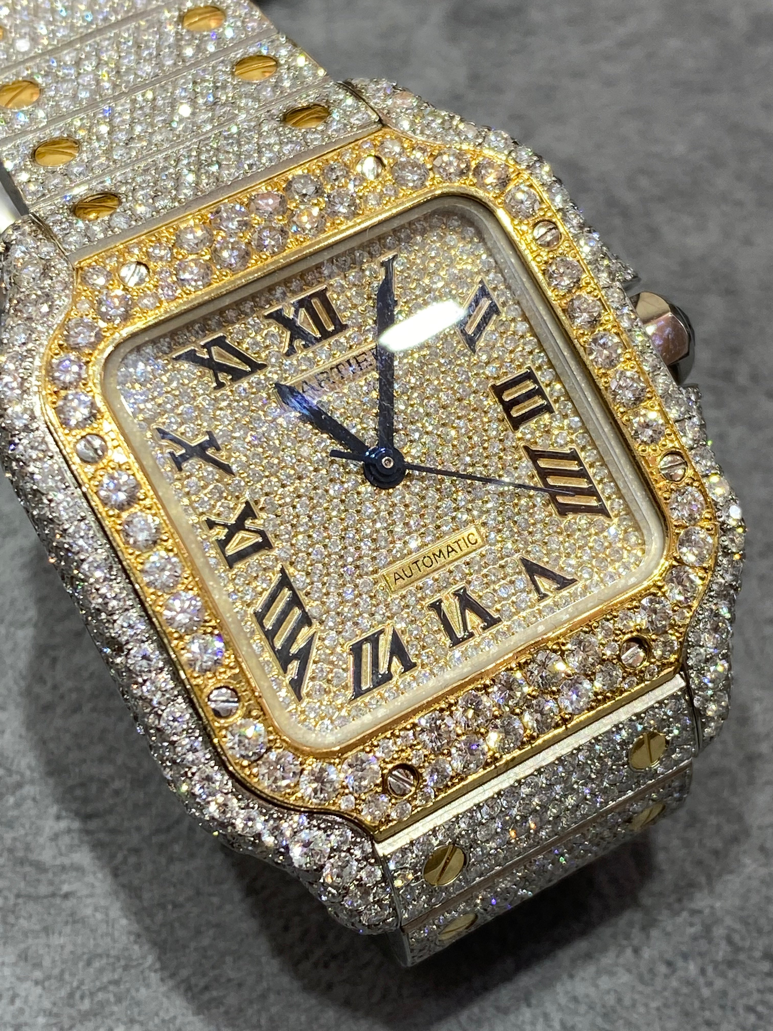 41mm cartier santos xl “iced bustdown “ 2-tone 18k screws 22cts.t.w. natural diamonds 💎