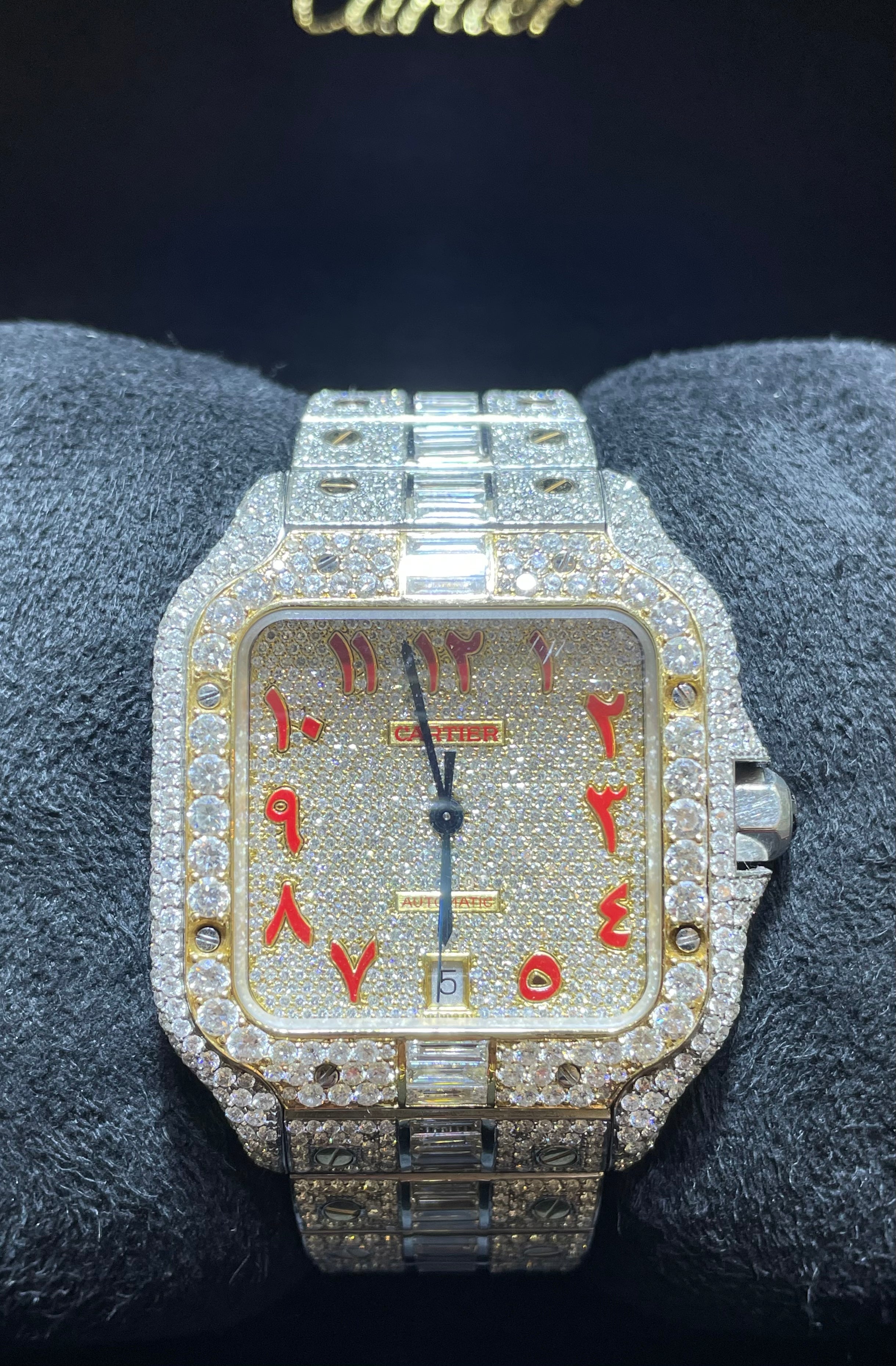 41 mm Cartier Santos xl “iced Bust down” Baguettes 32cts Natural Diamonds watch
