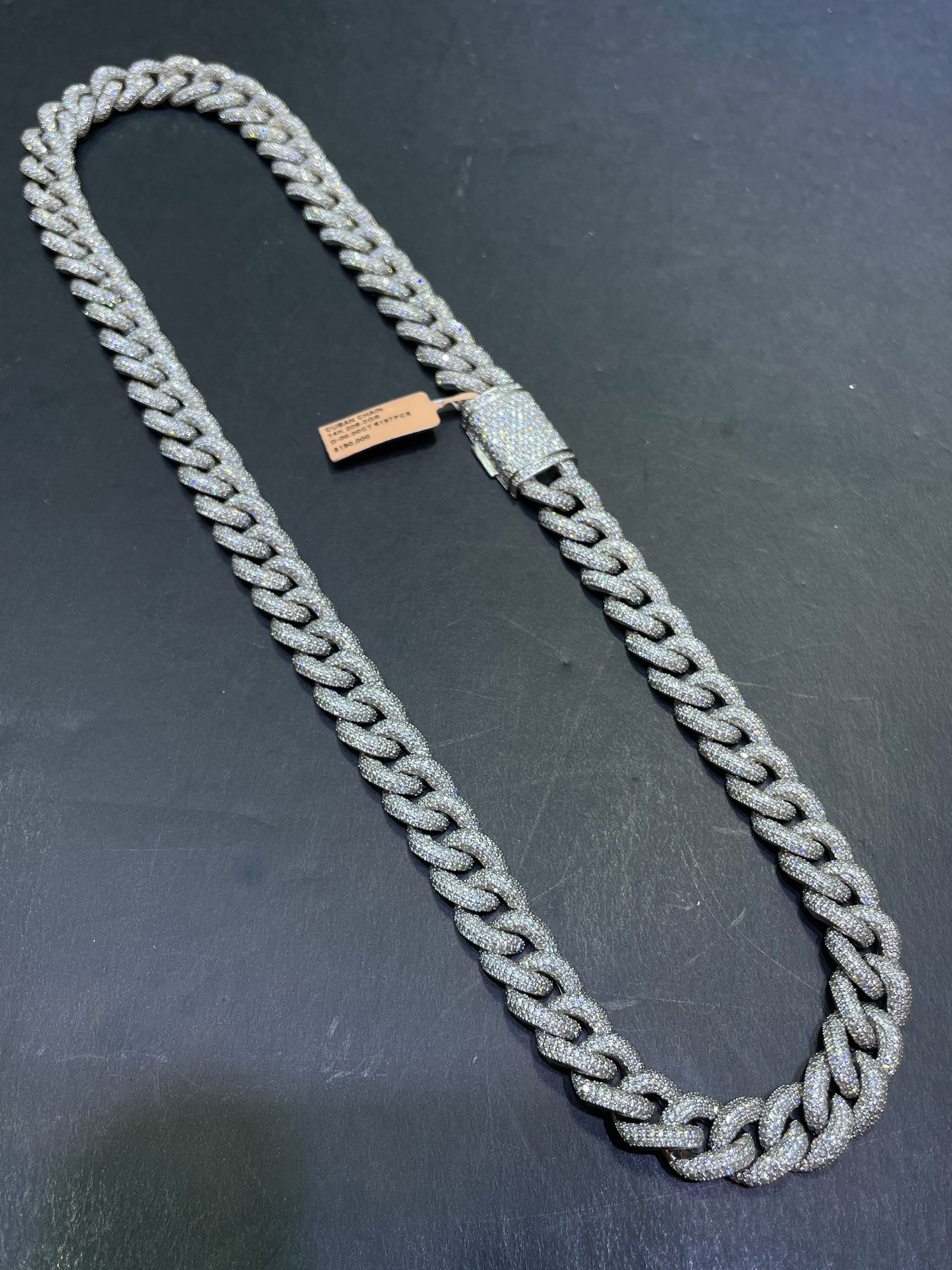 New 14k 34cts.t.w. Vs1 “infinity diamond chain”Miami Cuban link 12mm, 208 grams