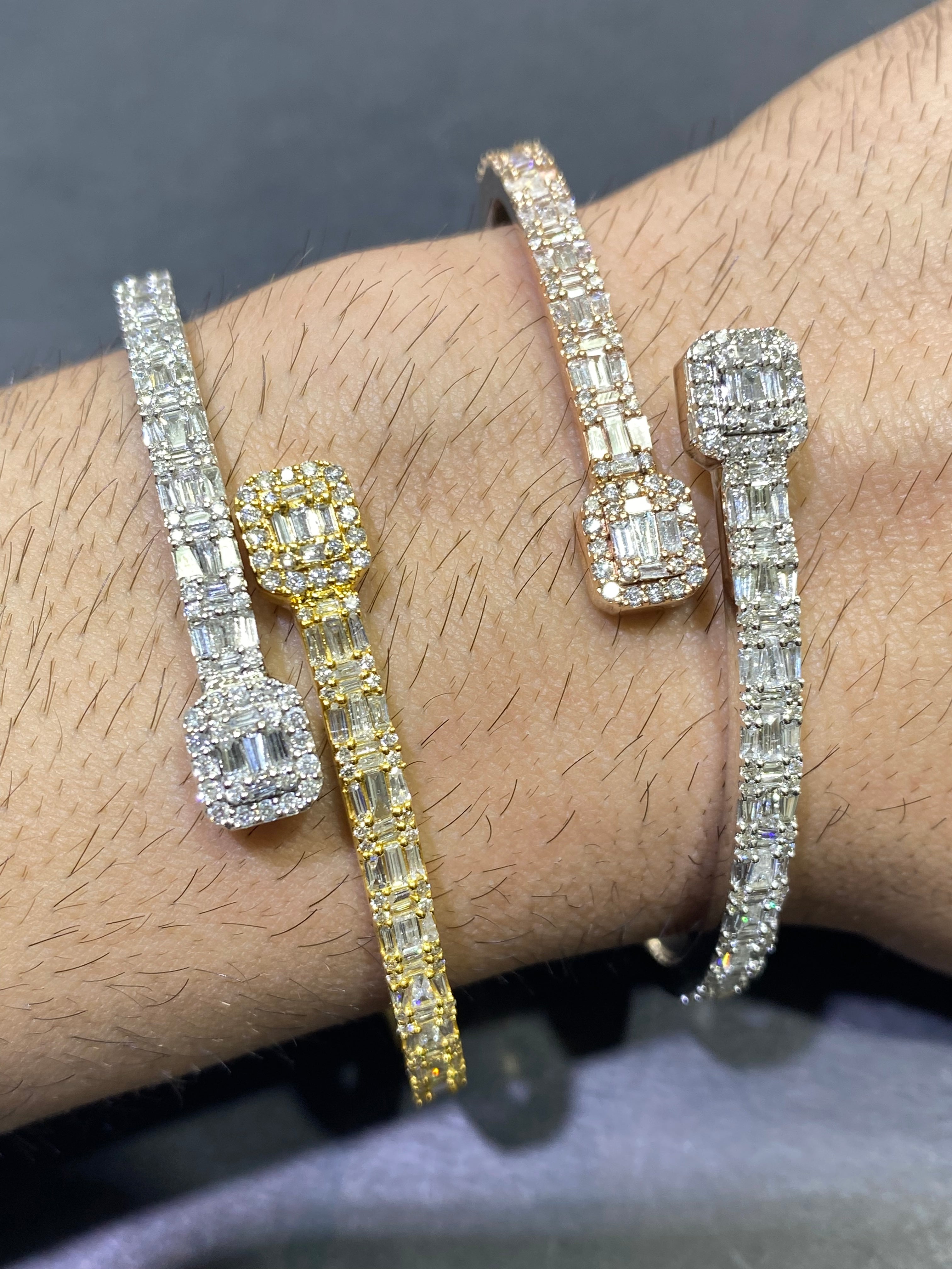 new baguette bangle/bracelet vs1 rose and yellow gold available with white gold
