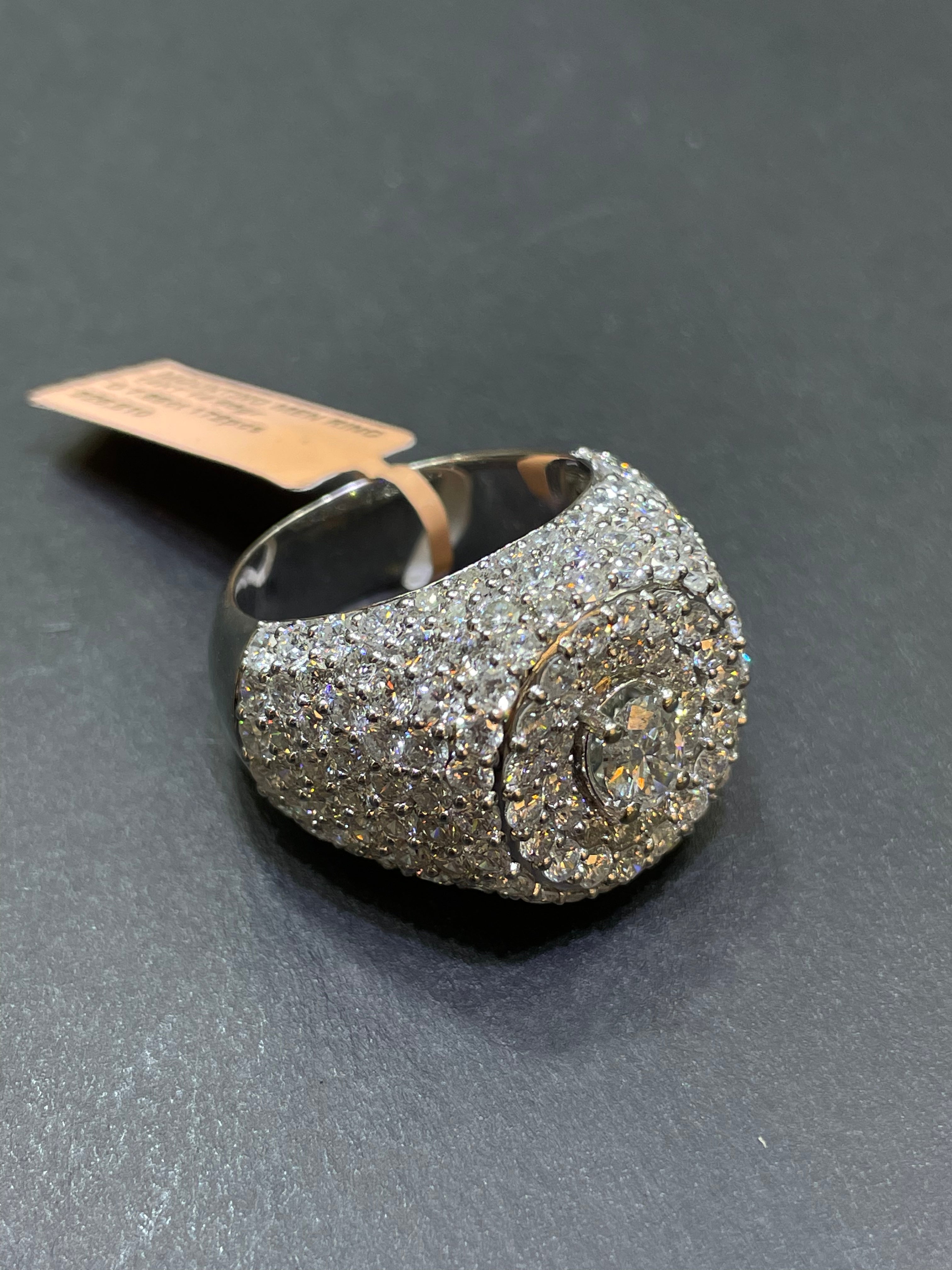 Custom Made Natural VVS1π White Gold 14k Ring 7 ct t.w.