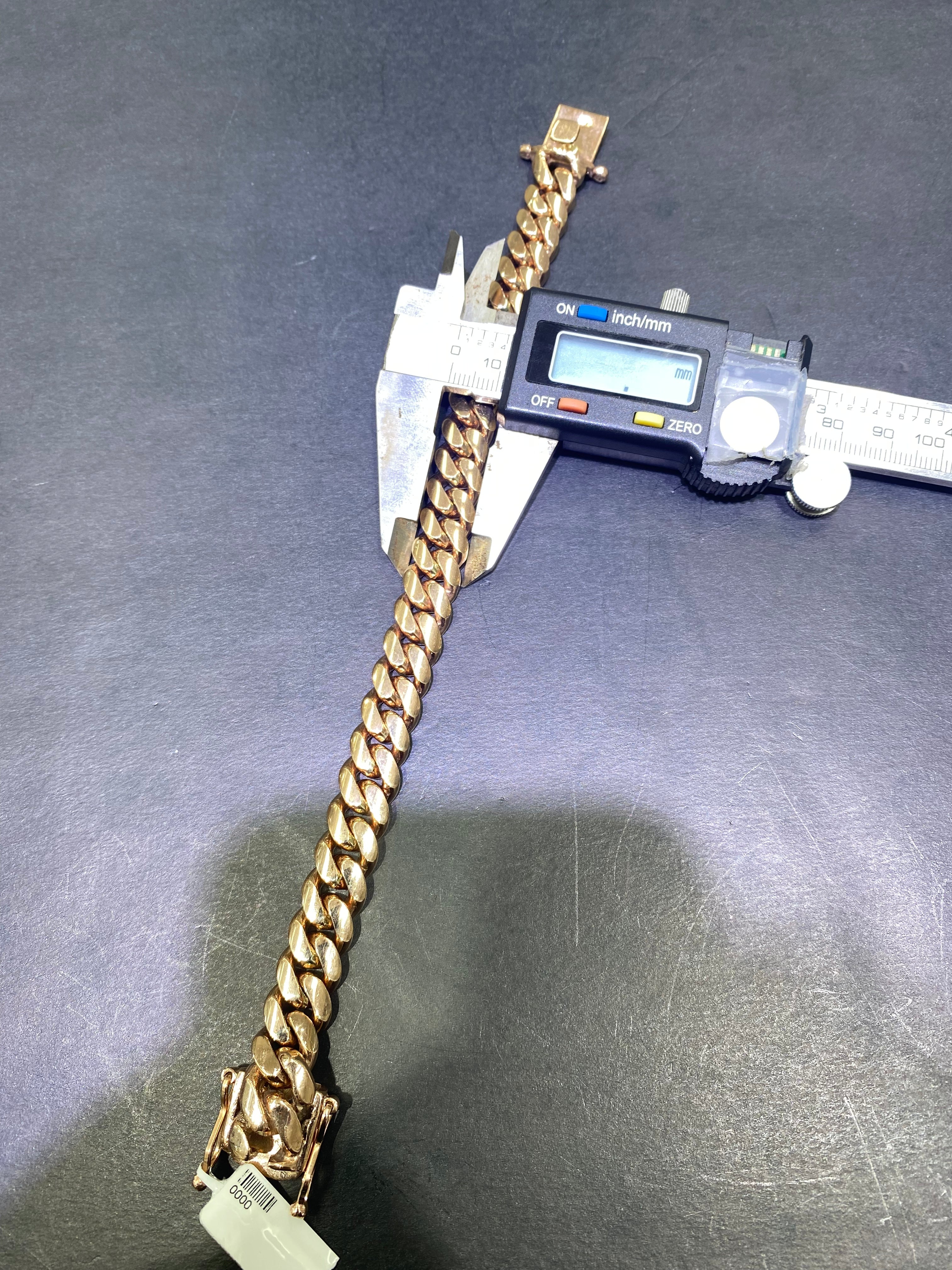 new 10k rose gold handmade miami cuban link bracelet 11.5mm,92grams,8.5inch