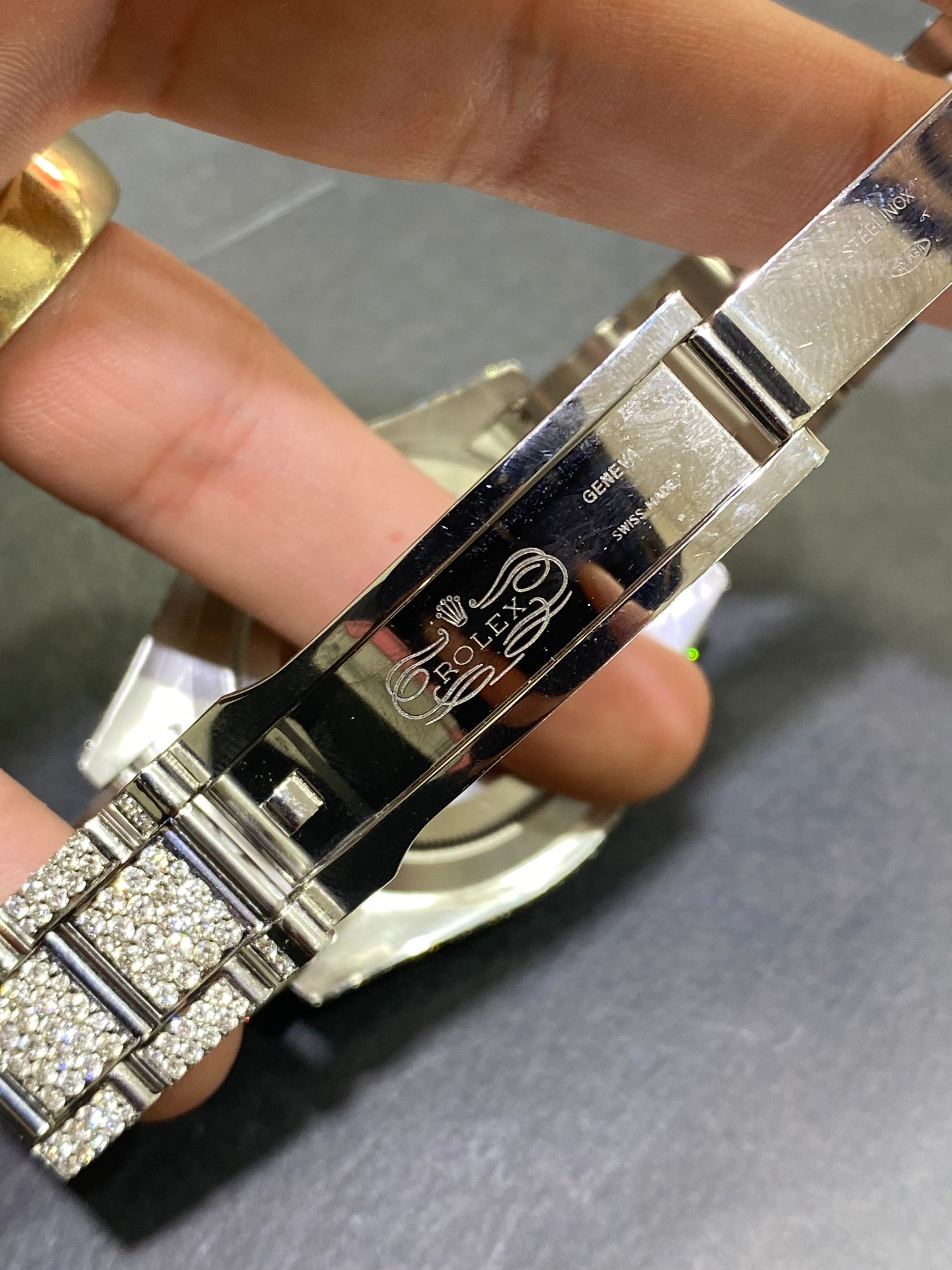 41mm rolex 2022 vvs1 natural diamonds 💎”iced bustdown “ 30 cts .t.w.