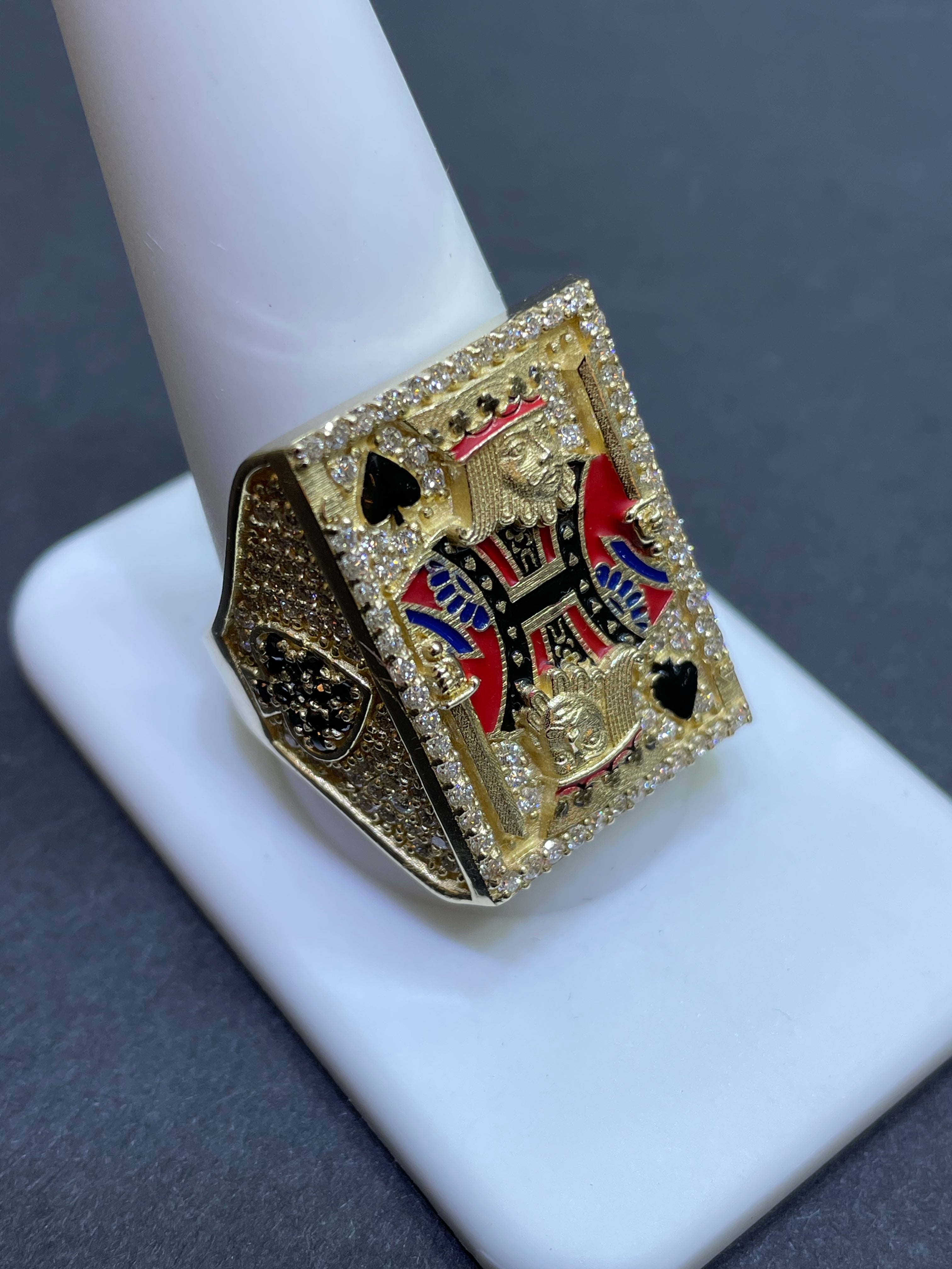 New VVS1 14k Custom “King Ace of Spades”ICED OUT Ring