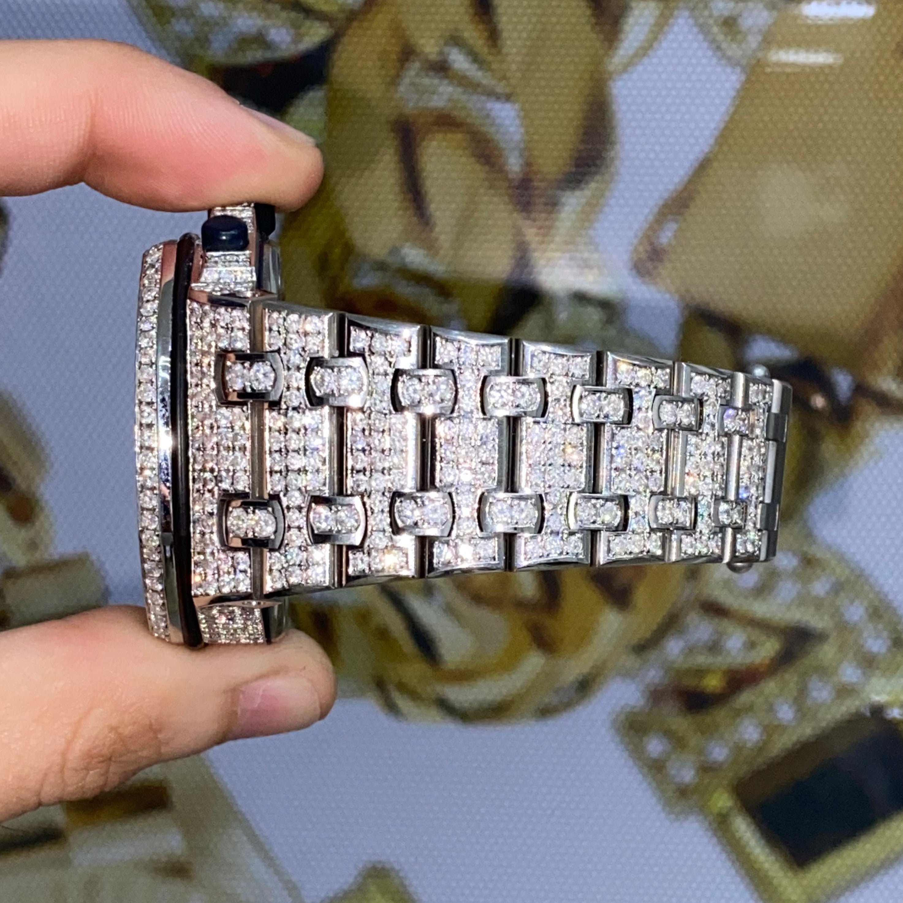 43mm Audemars Piguet “AP” Fully Iced Bust Down Watch 30 carats Vs1