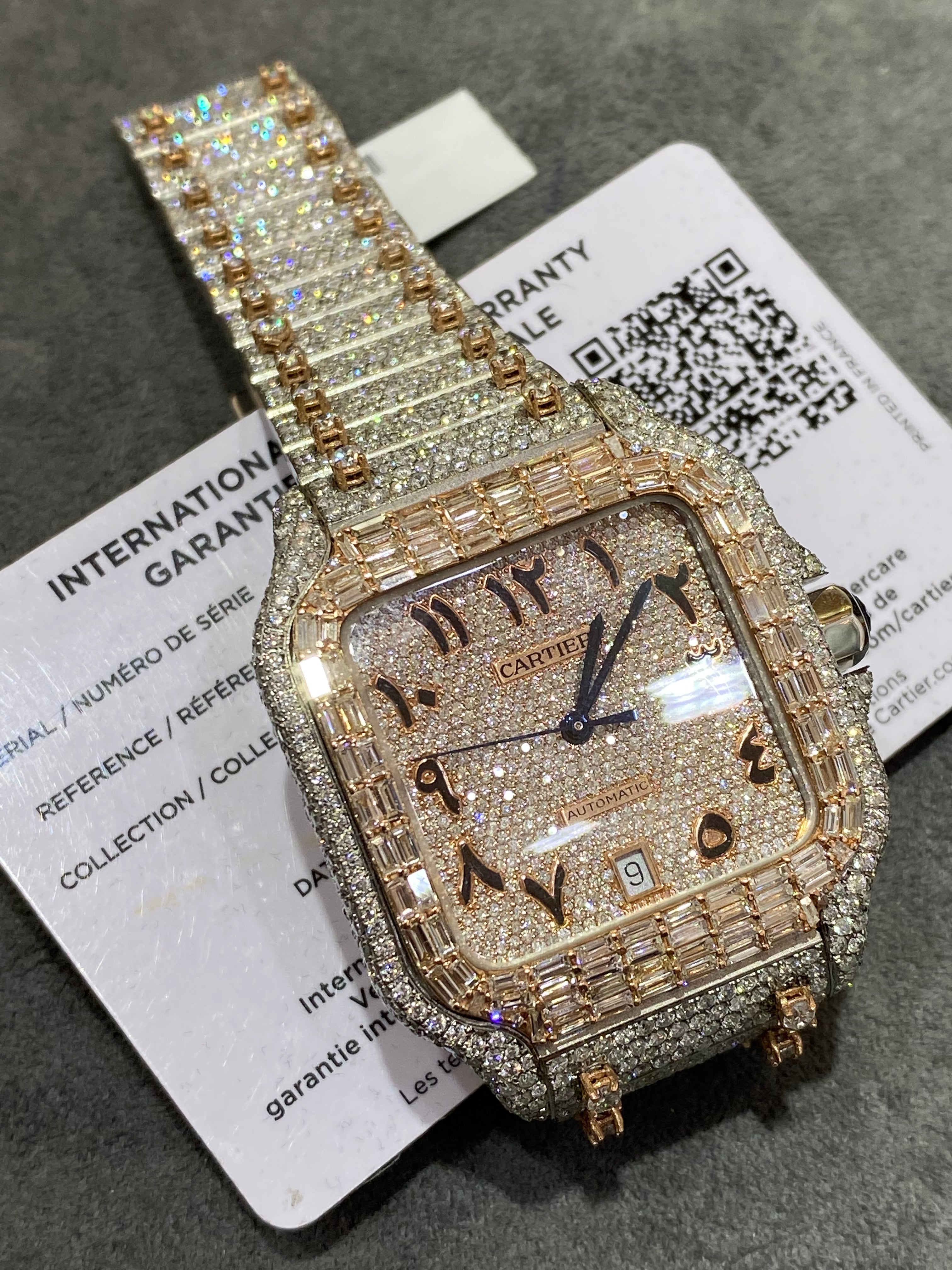 new 41mm cartier santos xl"iced bustdown" watch ๐ on screws 29 cts.t.w.๐ฅdial 1of1