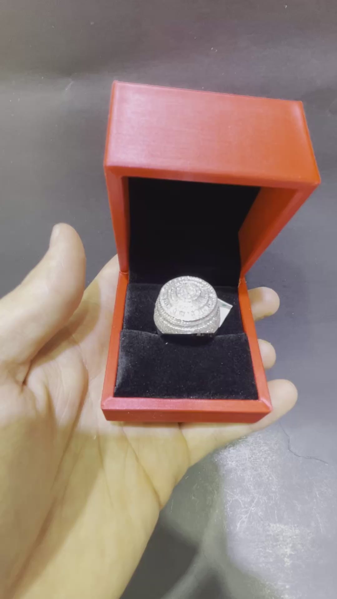 "14k White Gold Iced Out Championship Ring"