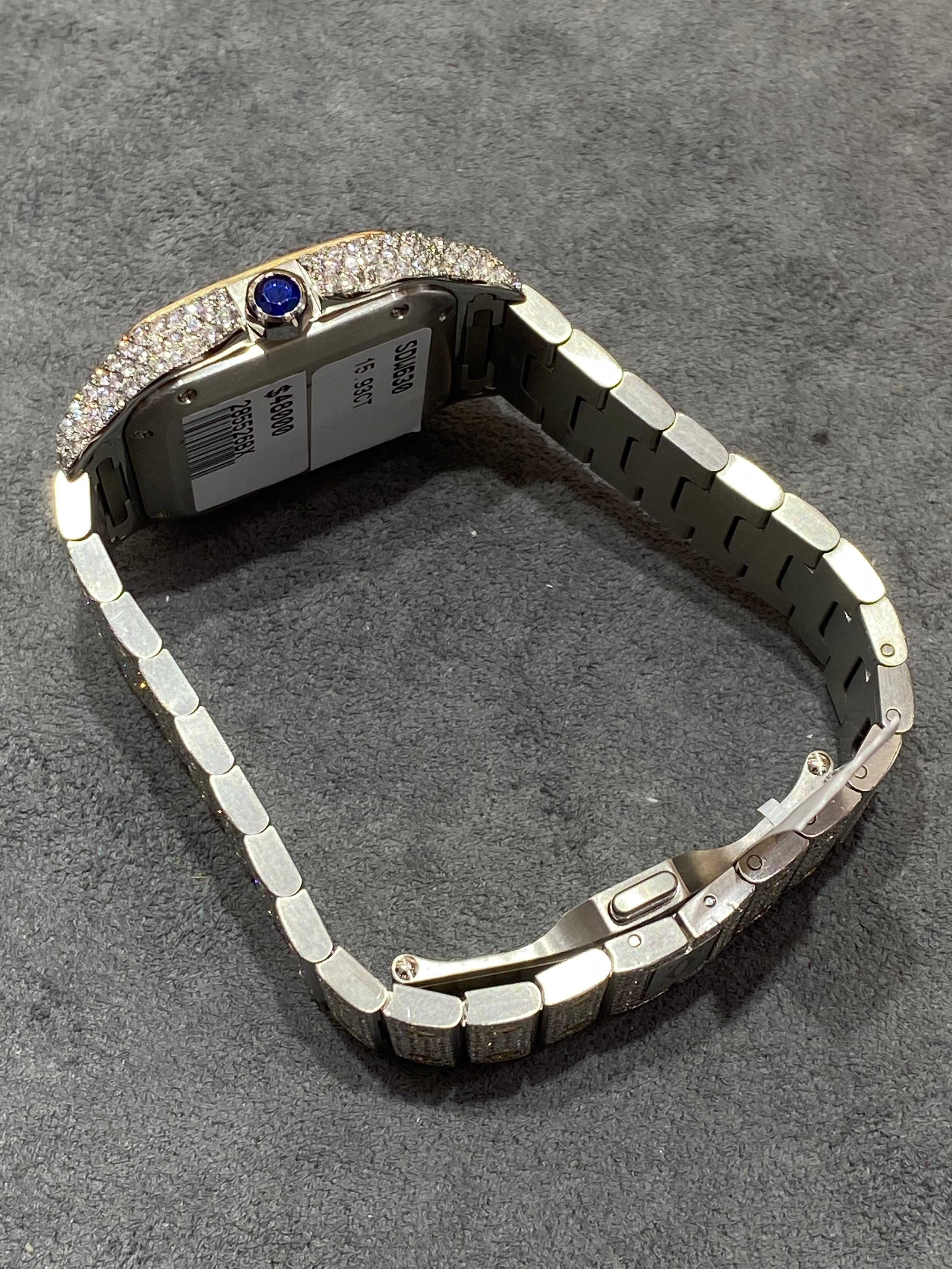 41mm cartier santos xl “iced bustdown “ 2-tone 18k screws 22cts.t.w. natural diamonds 💎