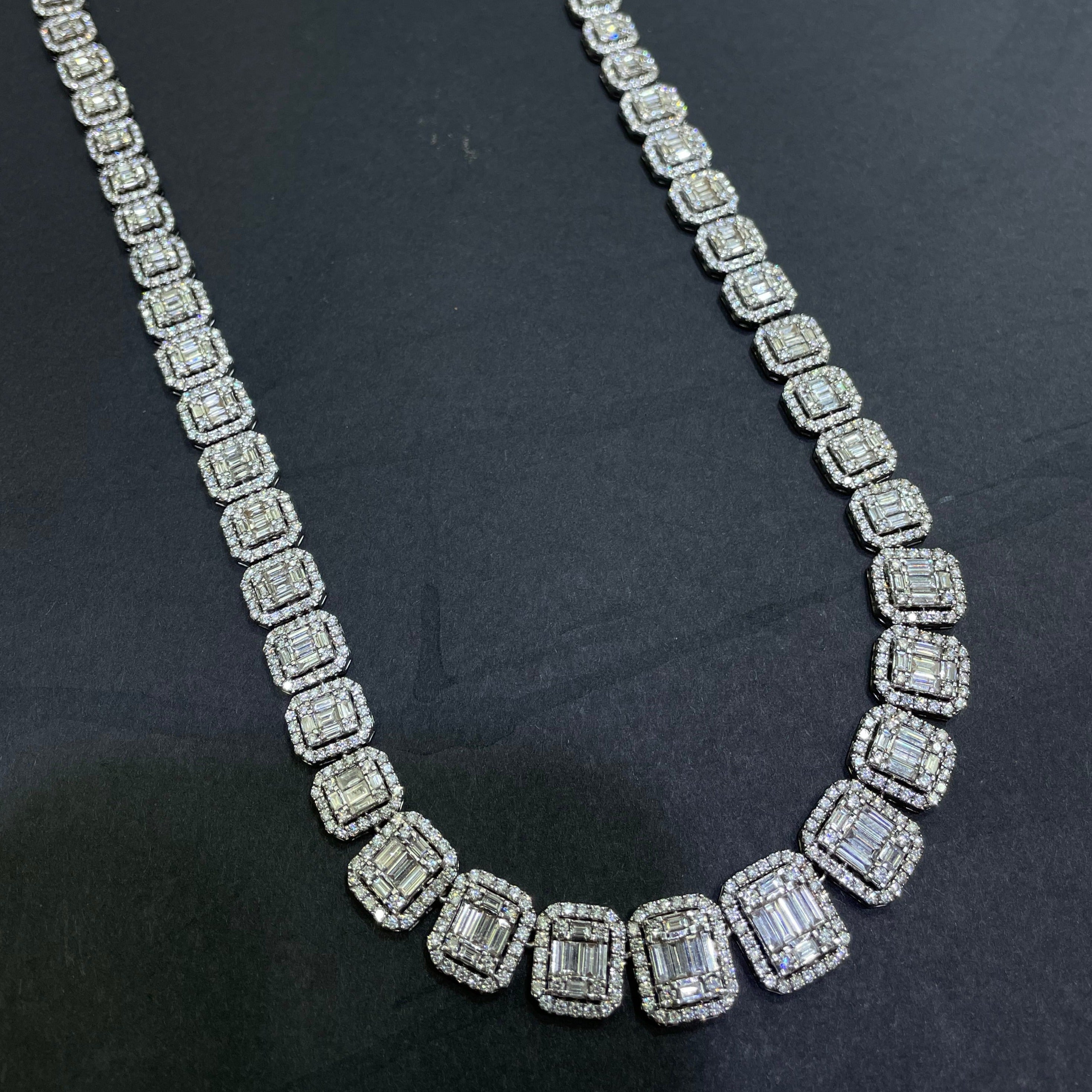 vvs baguette chain iced 32 cts natural diamonds t.w. 24 inches bust down chain