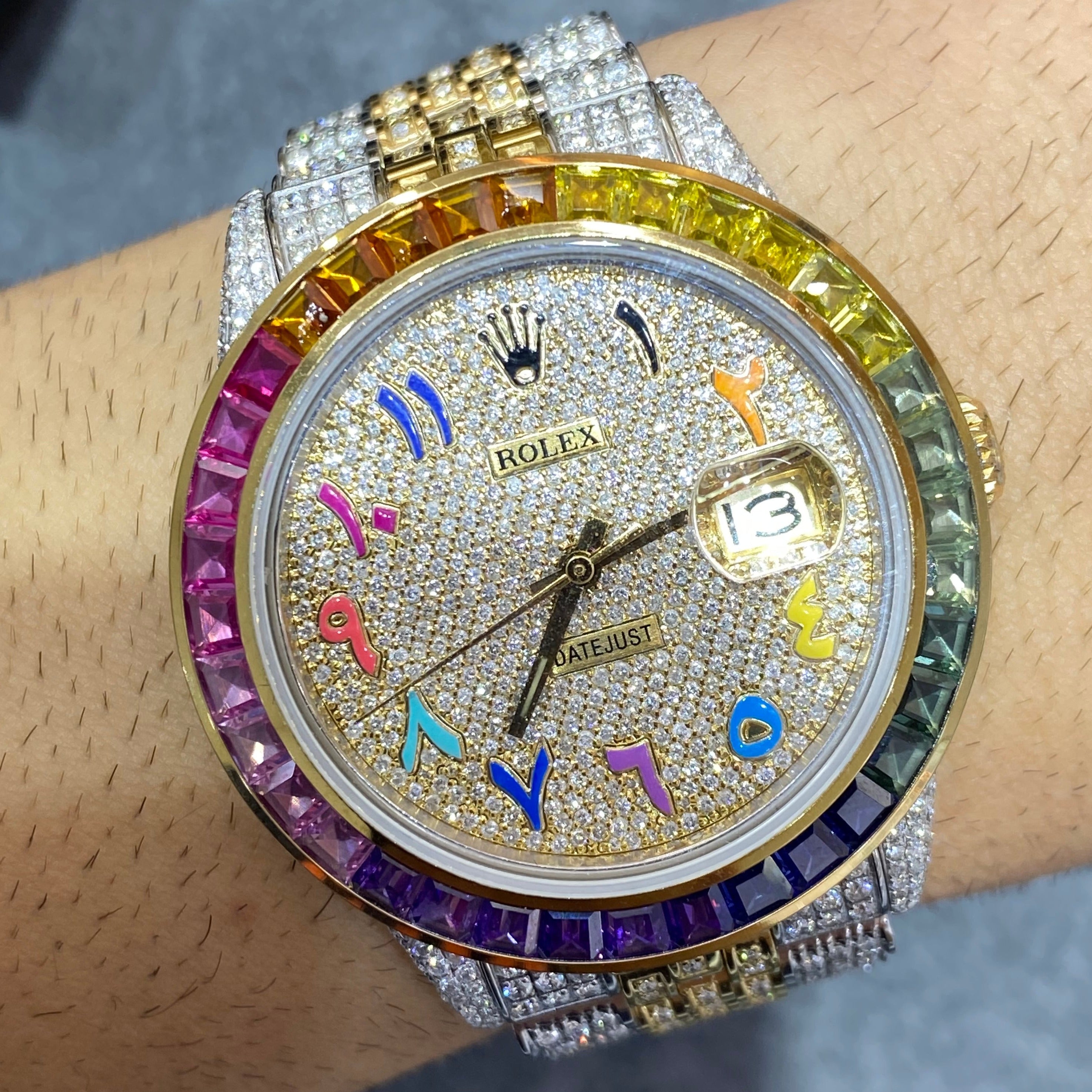 Iced Out Rainbow Rolex