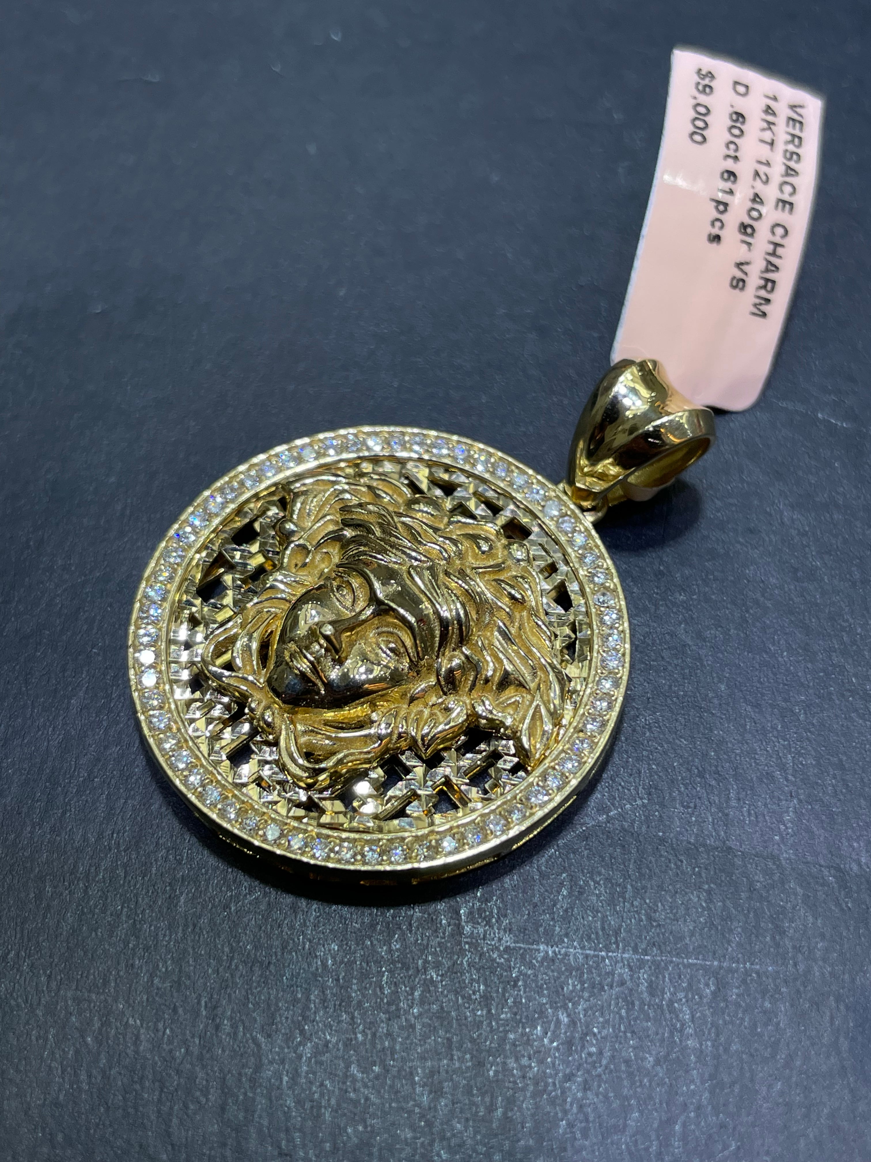 14k vs1 natural diamonds Medusa charm handmade at our Miami store fite diamonds 12 grams