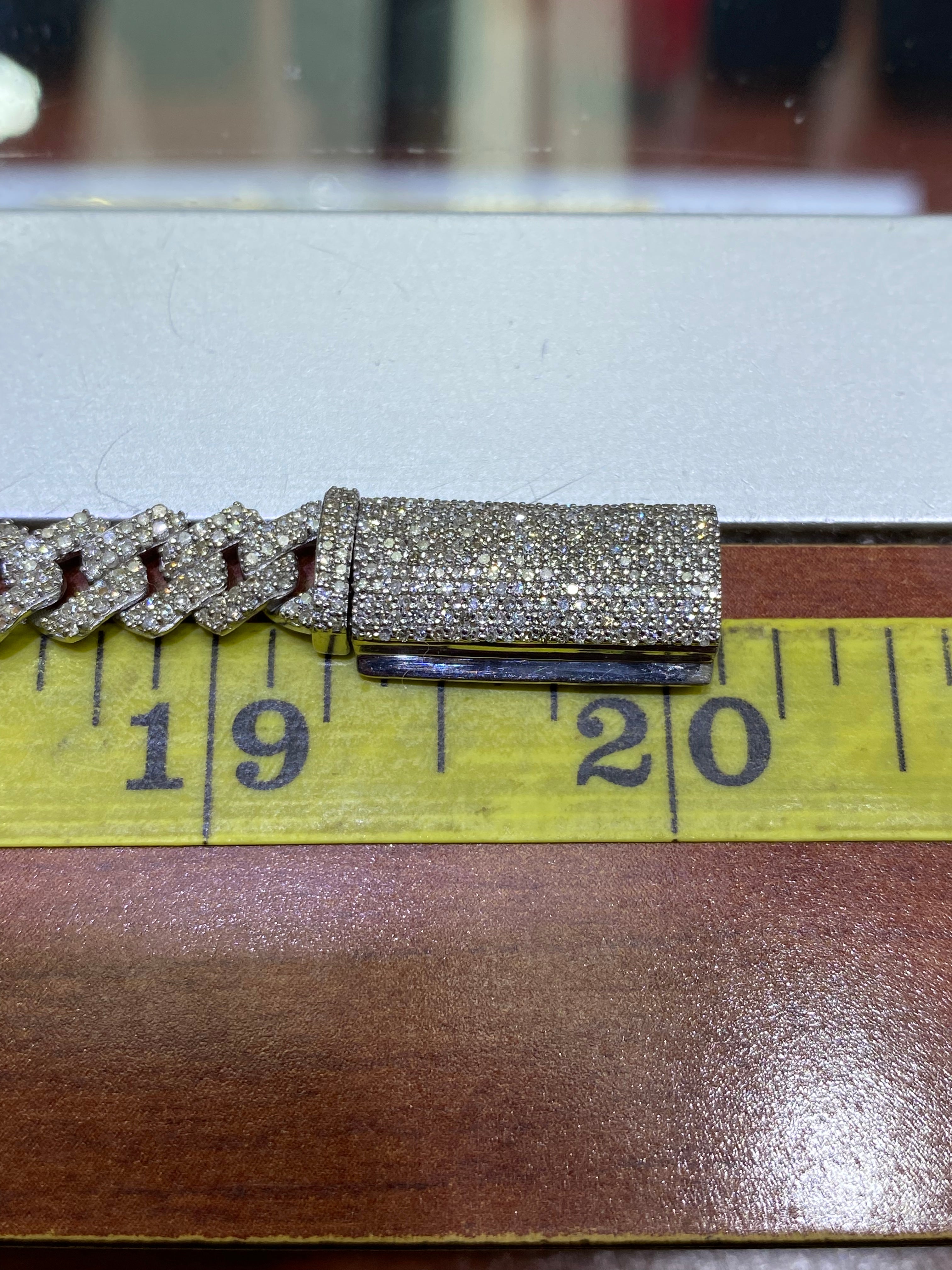 vs1 "iced bust down cuban link" chain 10 cts t.w. 14k gold 60 grams made here at renee de paris jewelry for sale online on google