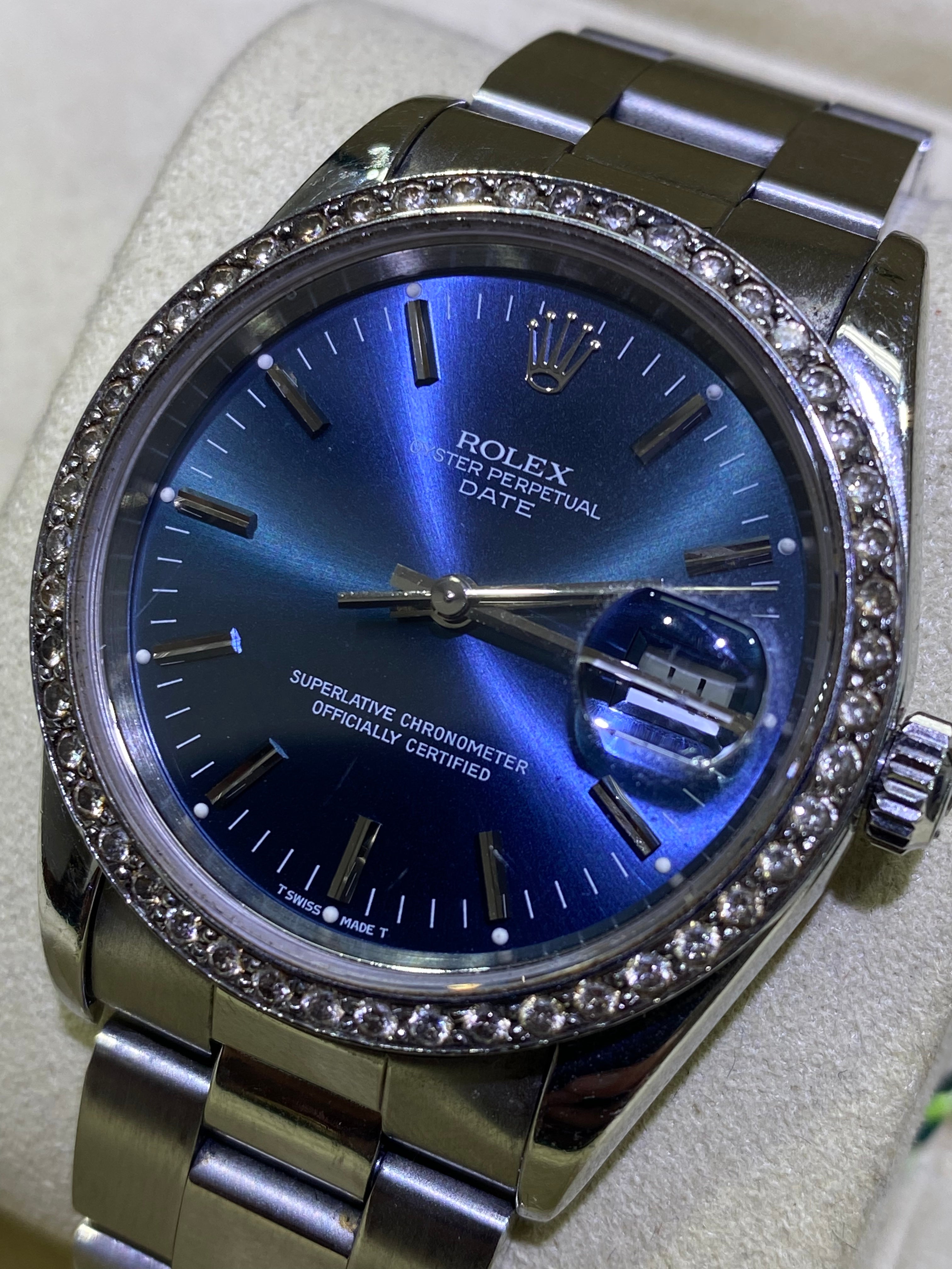 34 mm rolex diamond bezel unisex serviced and 1 year warranty