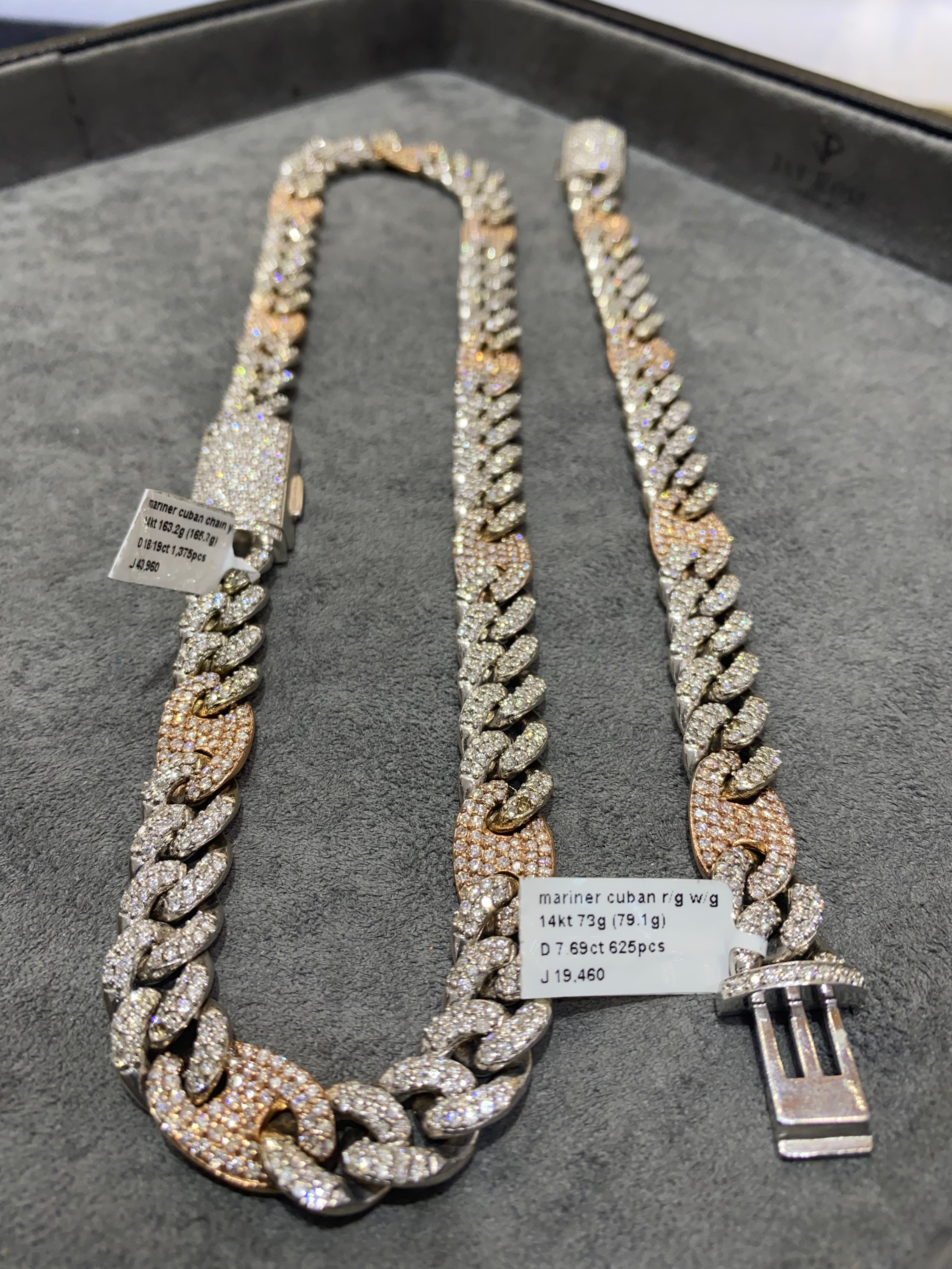 14k Vs1 natural diamonds 💎 Mariner Cuban link 20 cts.t.w chain