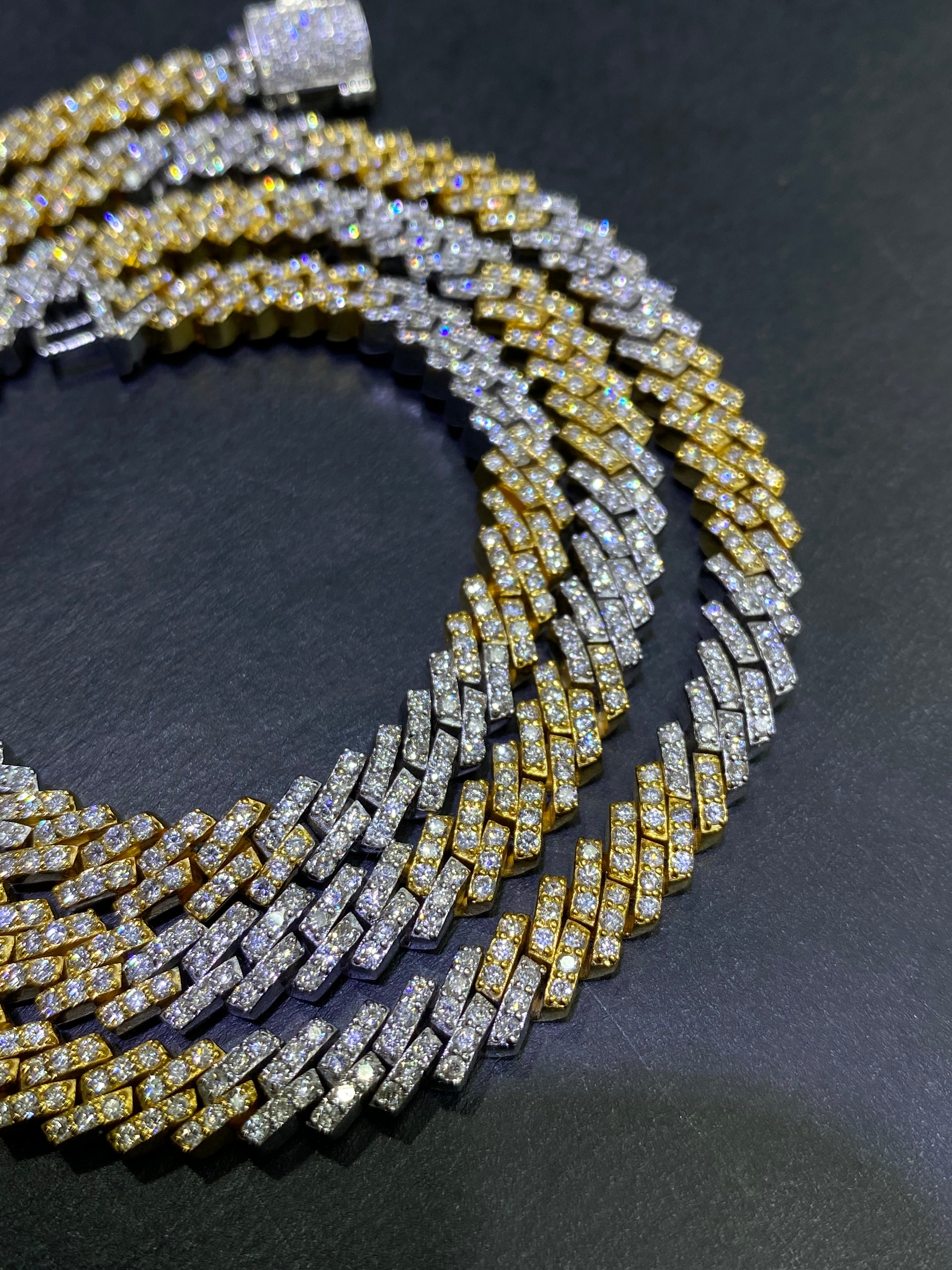 14k "Iced Bust Down" Miami Cuban link chain 109 grams 13.8 cts natural diamonds vs1