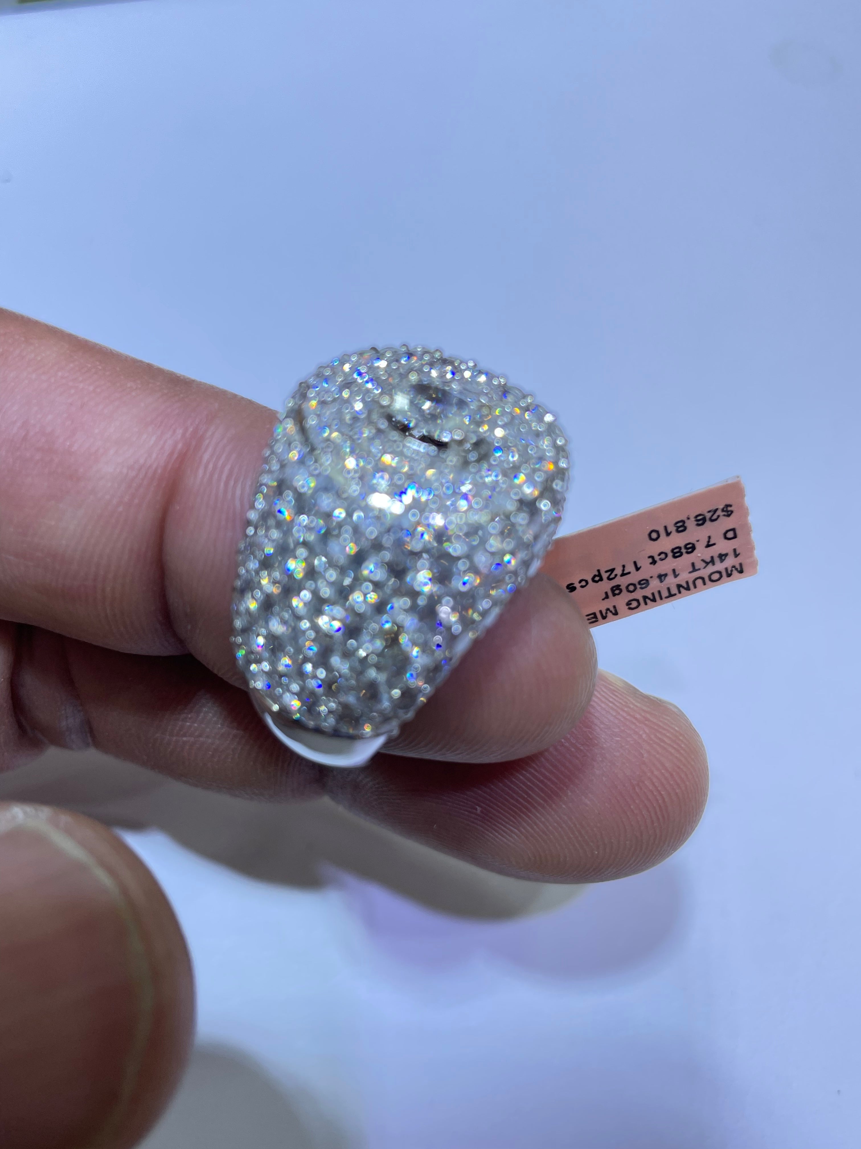 Custom Made Natural VVS1π White Gold 14k Ring 7 ct t.w.